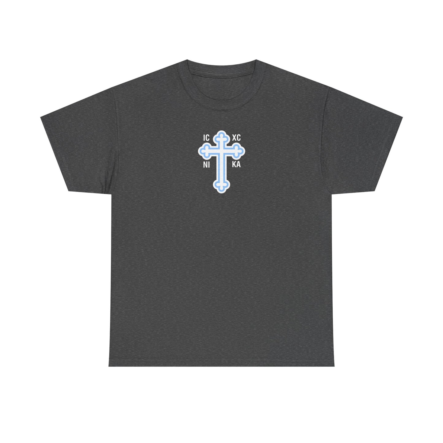 Greek Orthodox Cross White Blue GOYA Unisex Heavy Cotton Tee