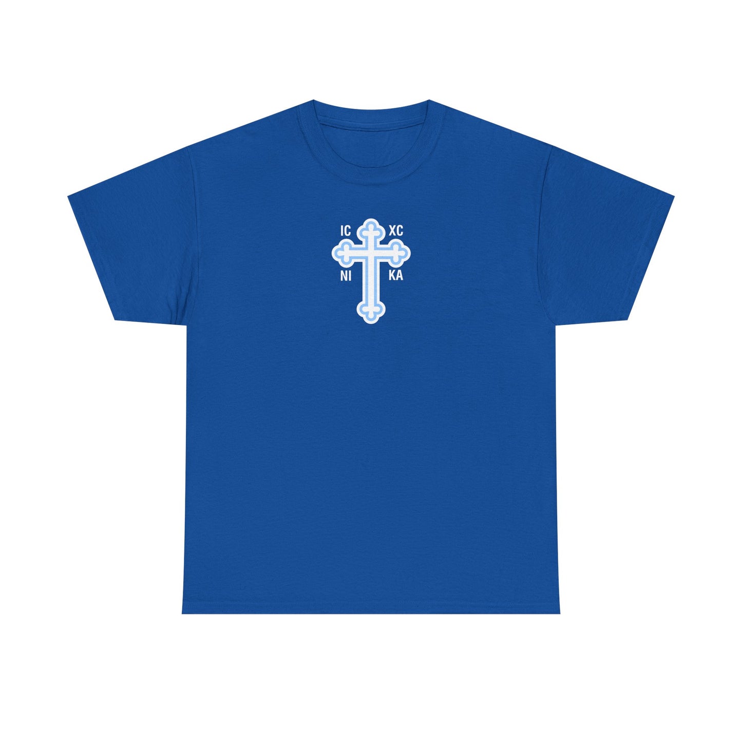 Greek Orthodox Cross White Blue GOYA Unisex Heavy Cotton Tee