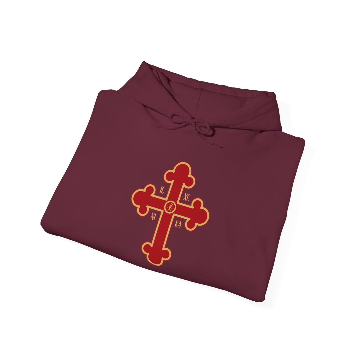 Greek Orthodox Cross Red Gold GOYA Unisex Heavy Blend™ Hooded Sweatshirt