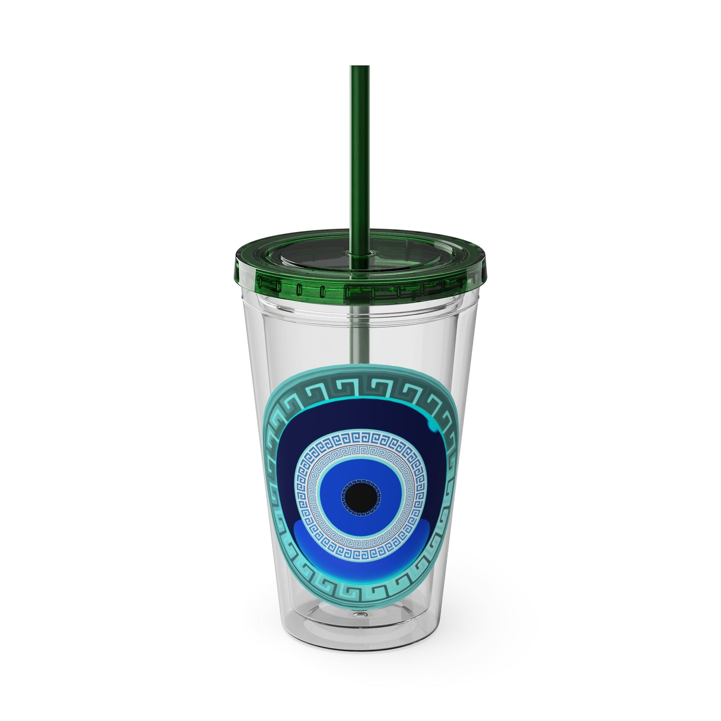 Mati Evil Eye Sunsplash Tumbler with Straw, 16oz