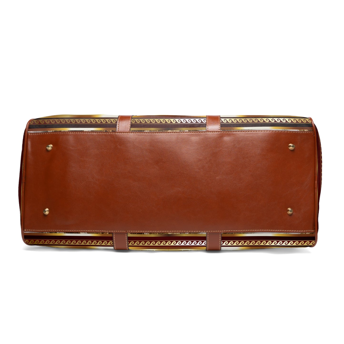 Marbleized Gold White Maroon Greek Keys Waterproof Travel Bag