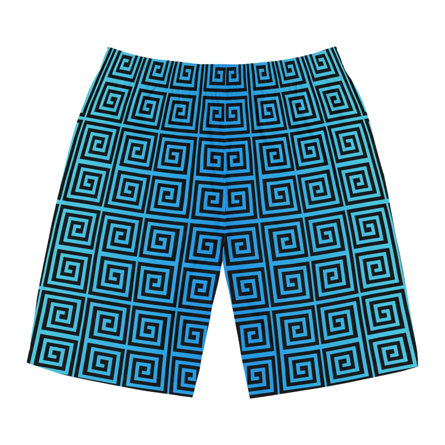 Aqua Greek Key Men's Board Shorts Yanni Collection