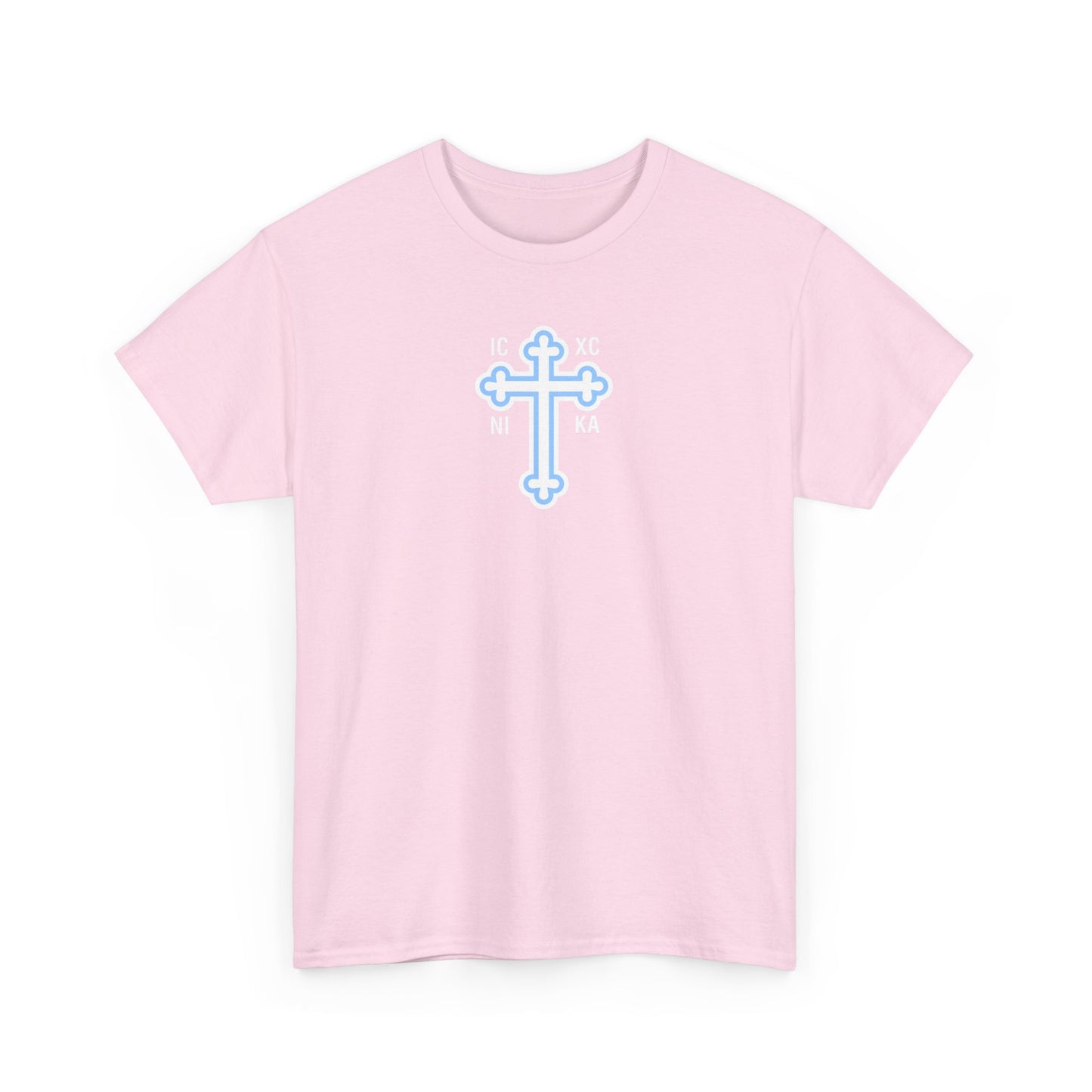 Greek Orthodox Cross White Blue GOYA Unisex Heavy Cotton Tee