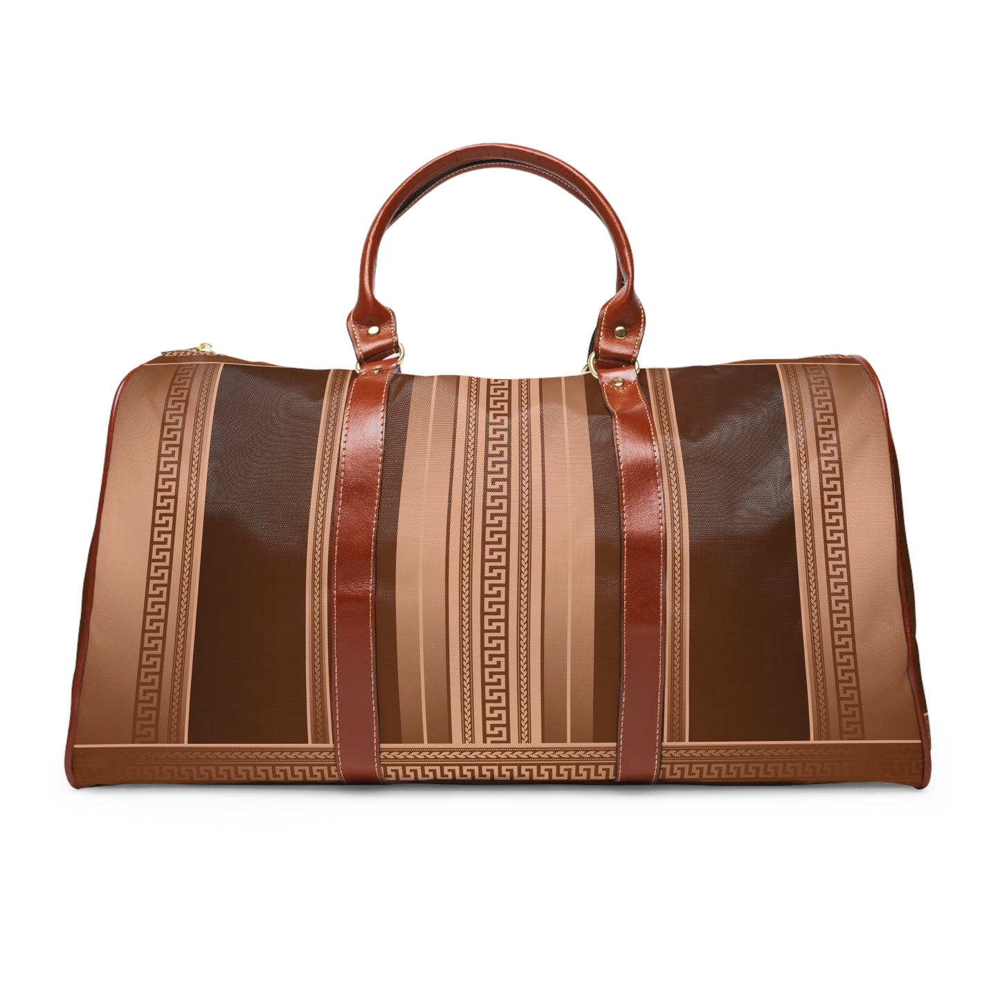 Bronze Greek Key Waterproof Travel Bag