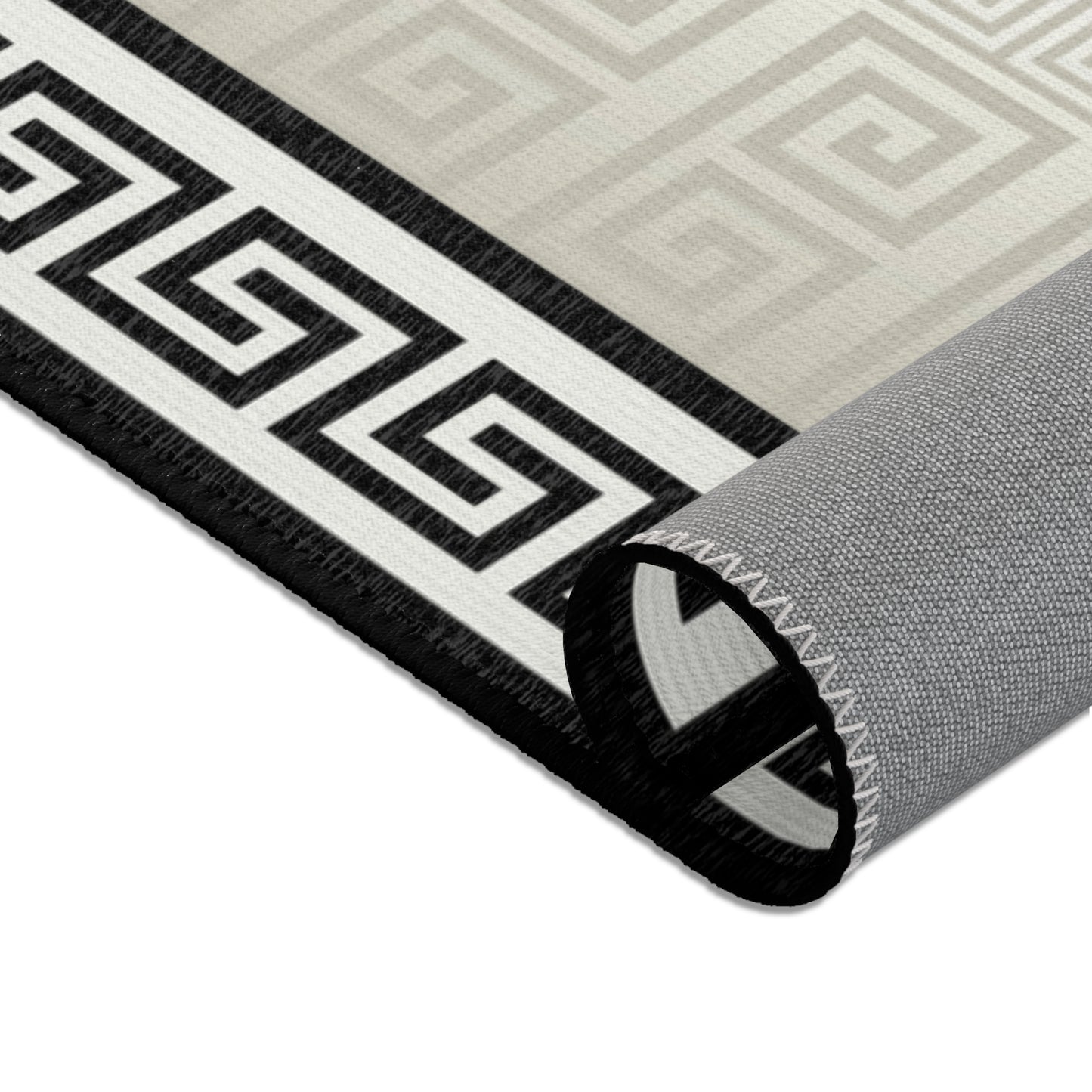 Greek Keys Tan & Black Area Rugs