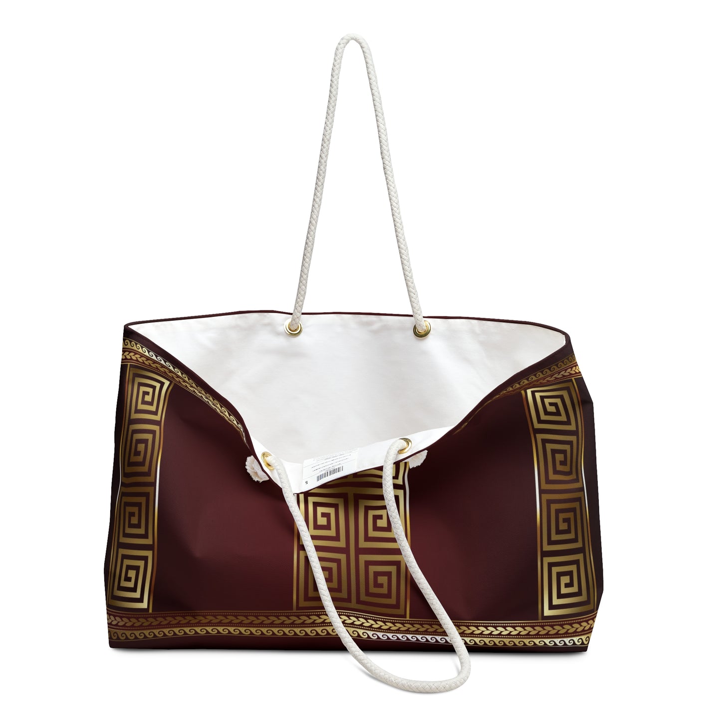 Greek Key Maroon Gold Weekender Bag