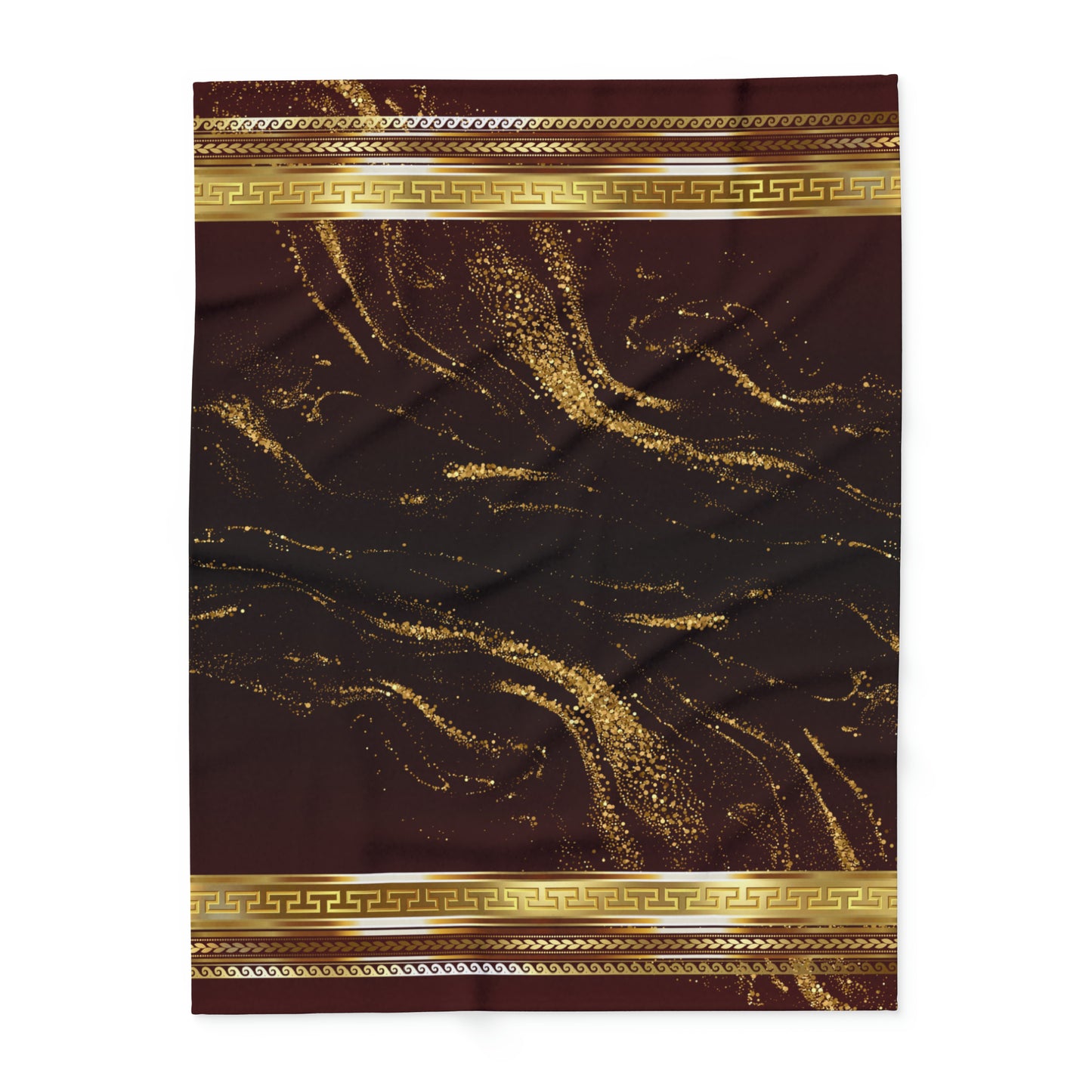Greek Key Gold Flake Maroon Arctic Fleece Blanket