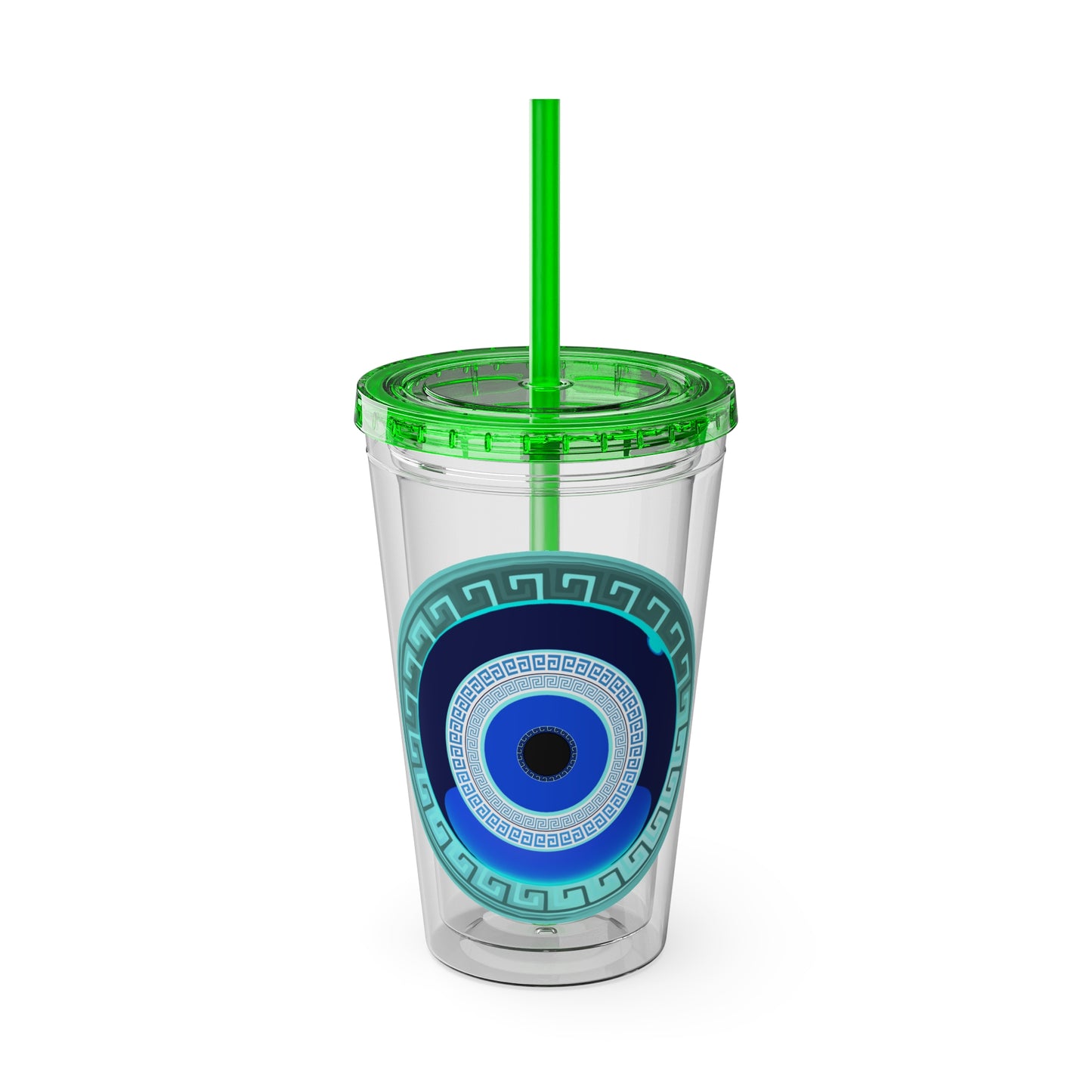 Mati Evil Eye Sunsplash Tumbler with Straw, 16oz