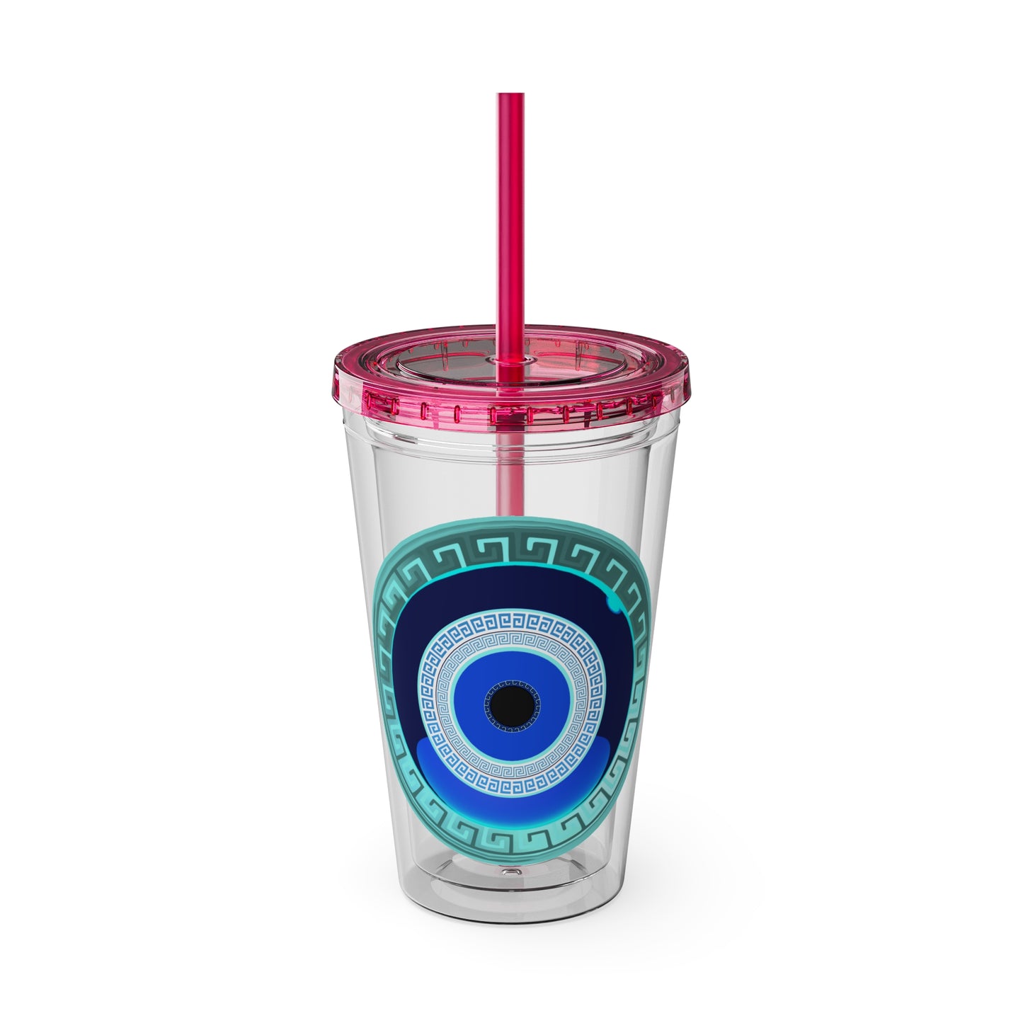 Mati Evil Eye Sunsplash Tumbler with Straw, 16oz