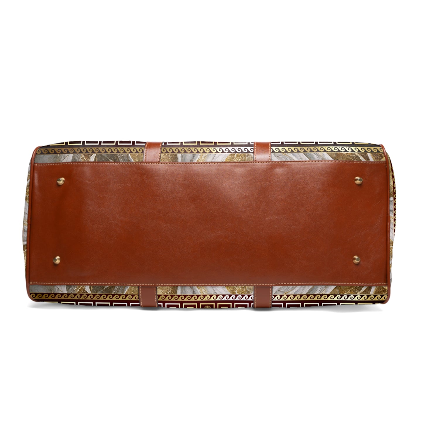 Cream Greek Keys Gold Maroon Waterproof Travel Bag