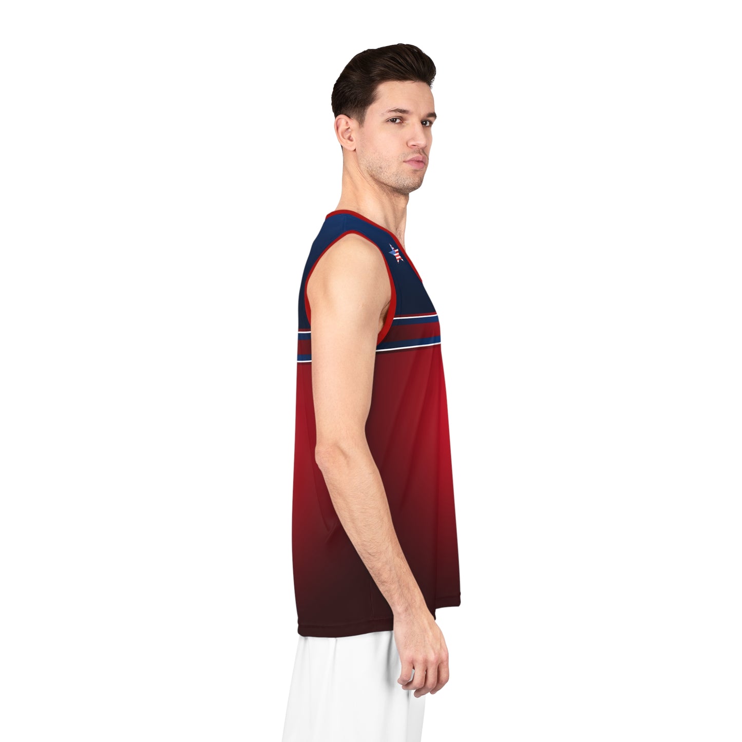 USA Red Blue White Trim - Basketball Jersey
