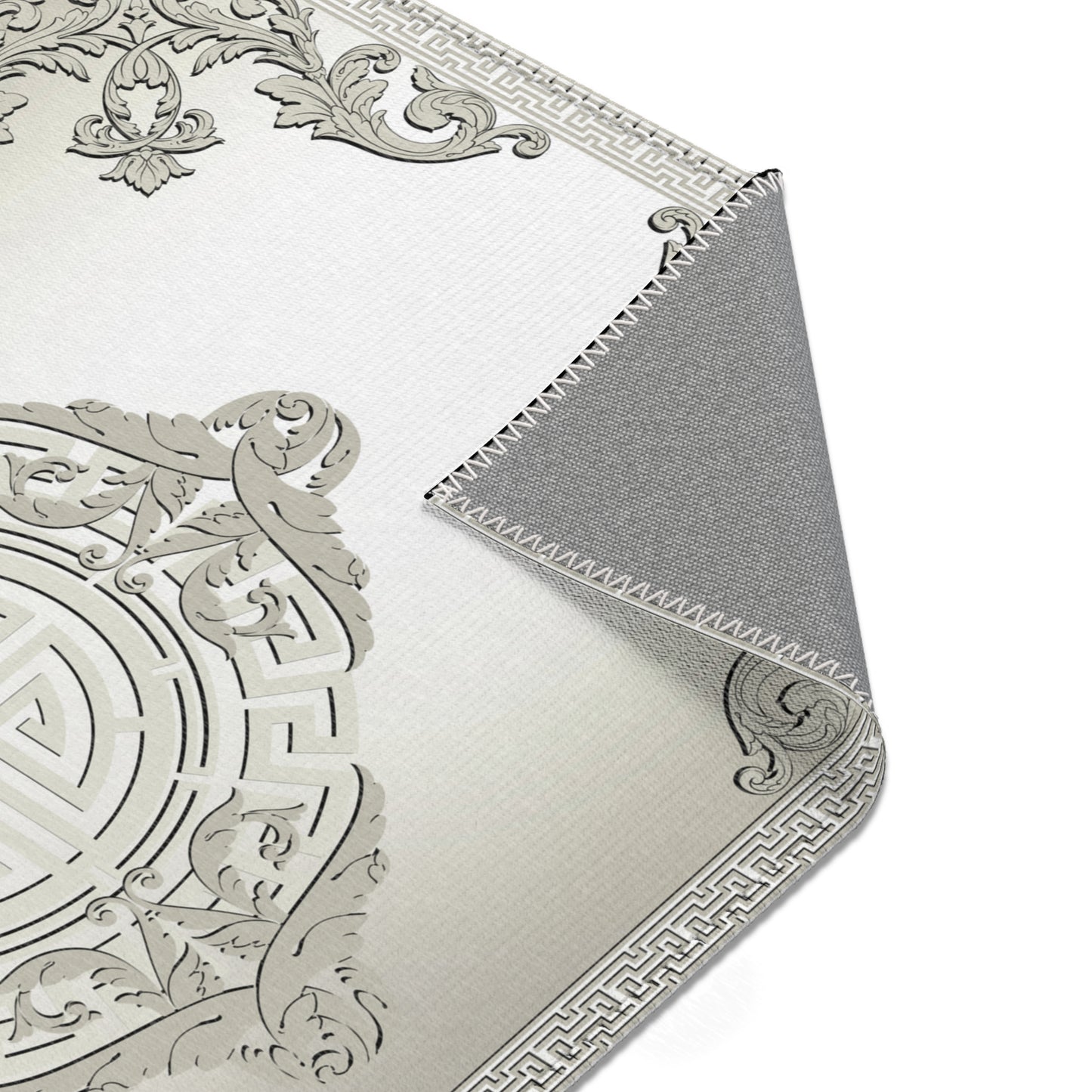 Greek Keys Ornate Khaki Black Trim Area Rugs