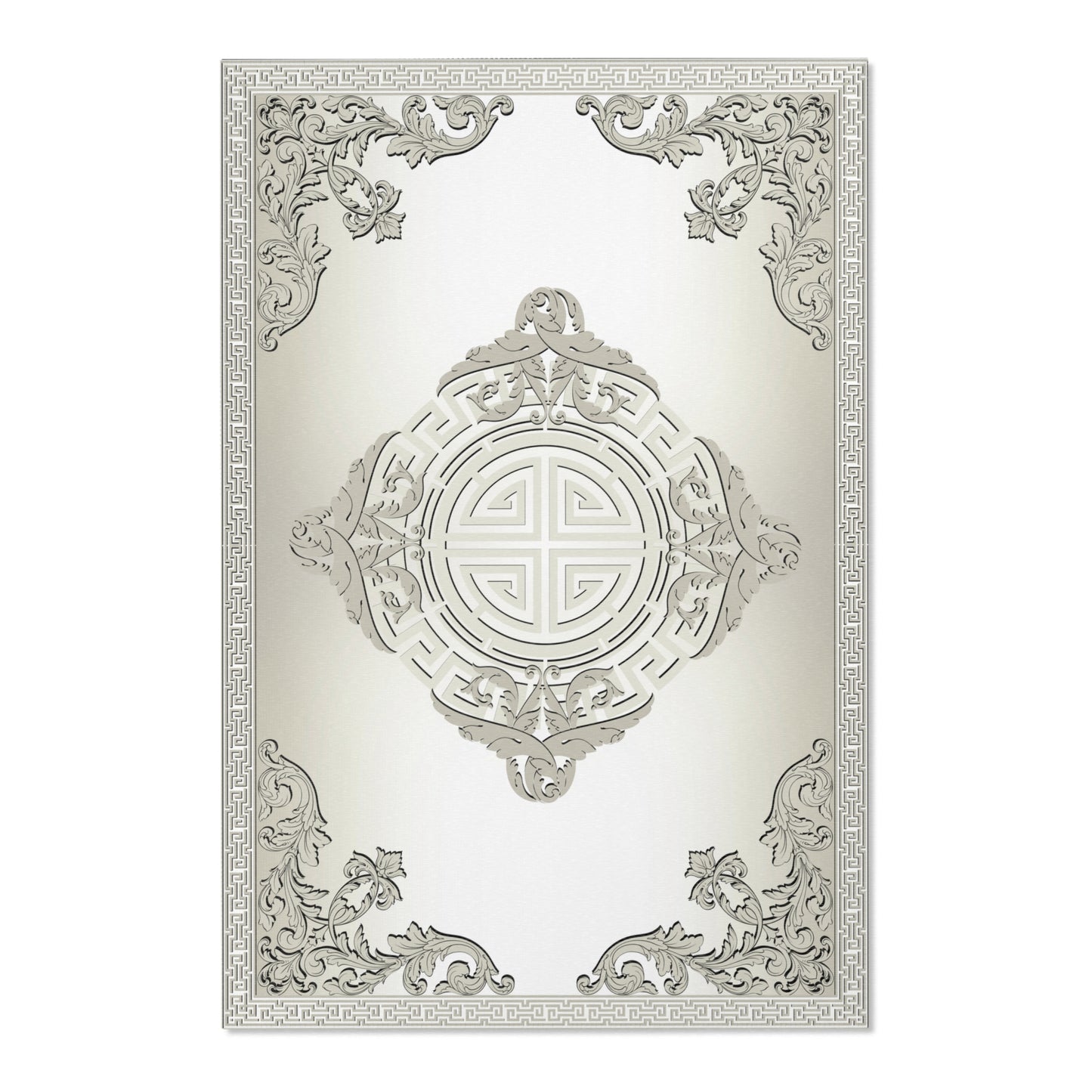 Greek Keys Ornate Khaki Black Trim Area Rugs