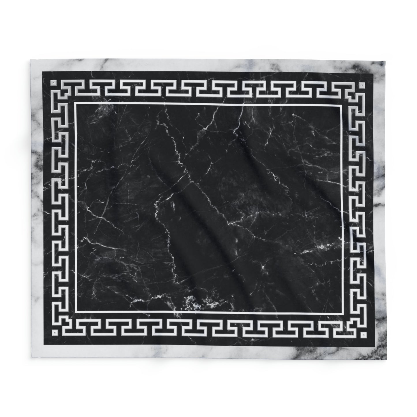 Greek Key Gray Black White Marbleized Arctic Fleece Blanket