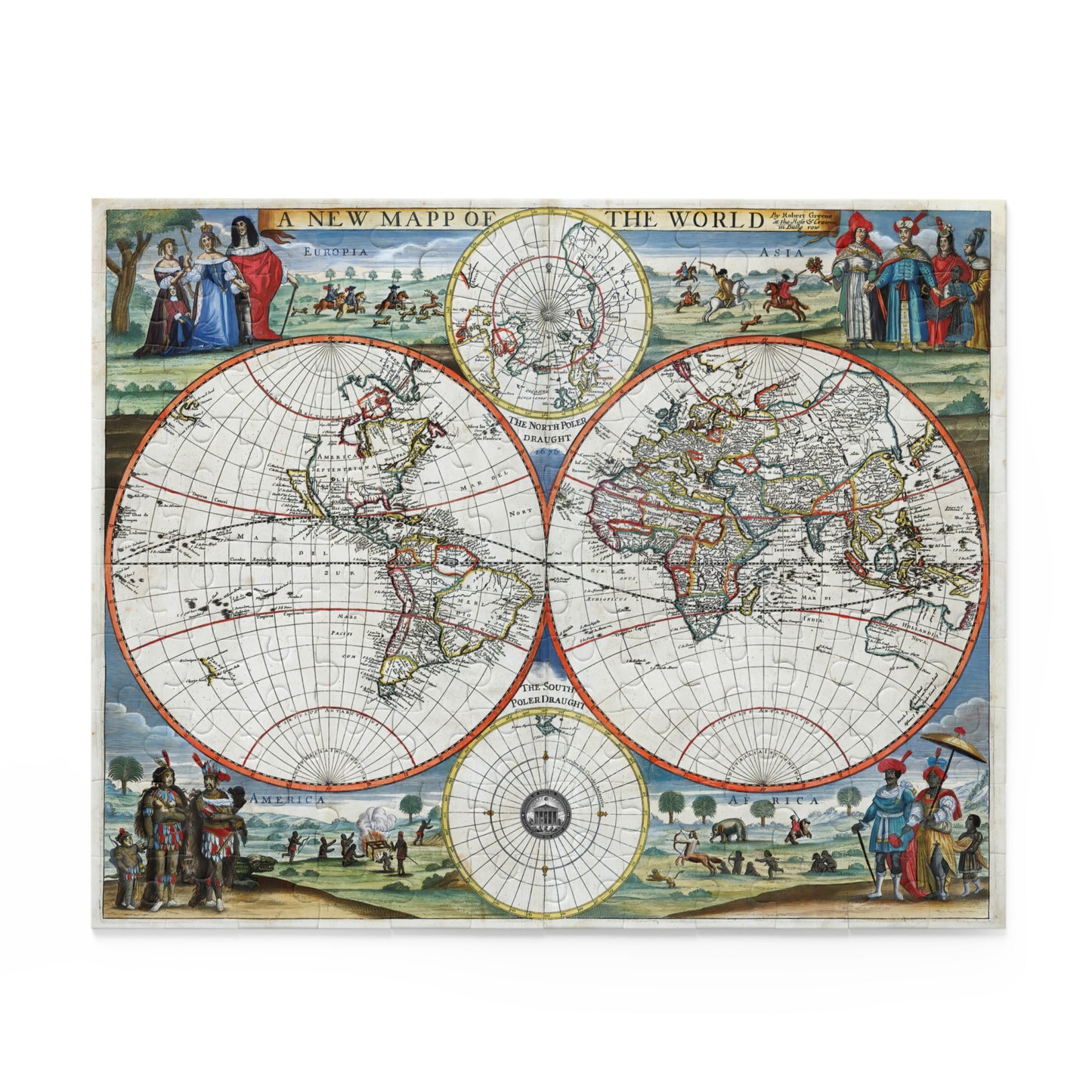 Atlas 1676 Map of the World Institute Natural Philosophy Puzzle (120, 252, 500-Piece)