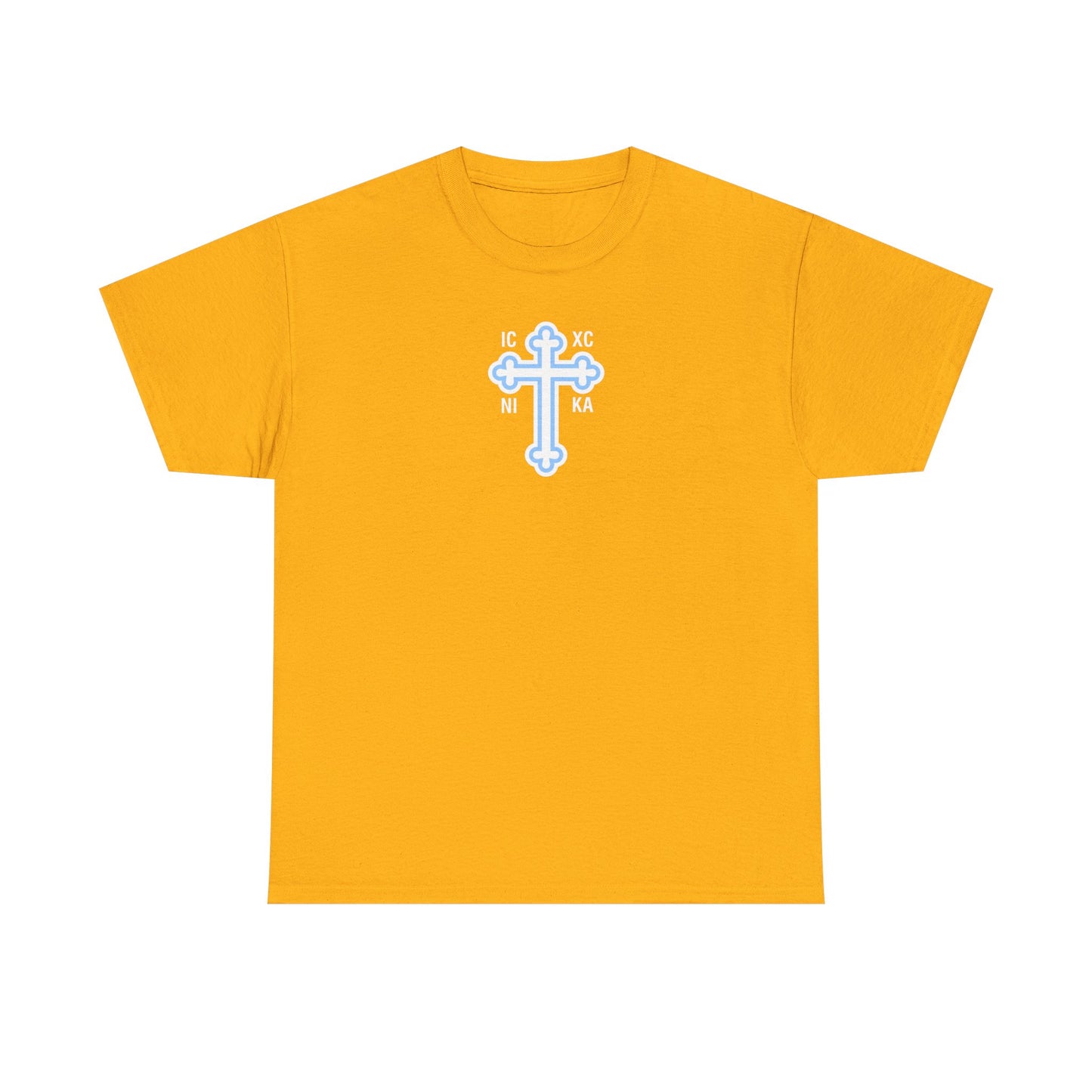 Greek Orthodox Cross White Blue GOYA Unisex Heavy Cotton Tee