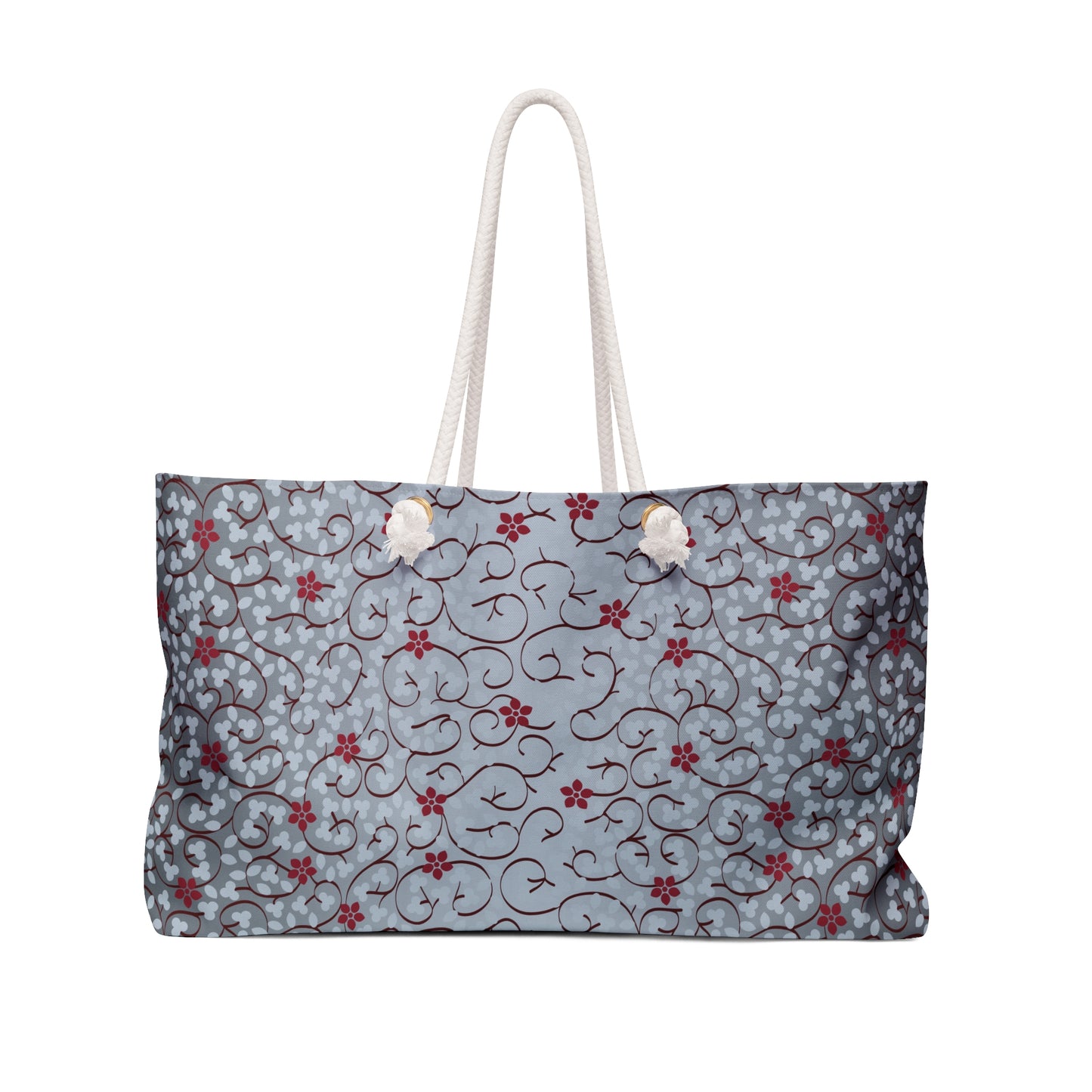 Floral Gray Blue Weekender Bag
