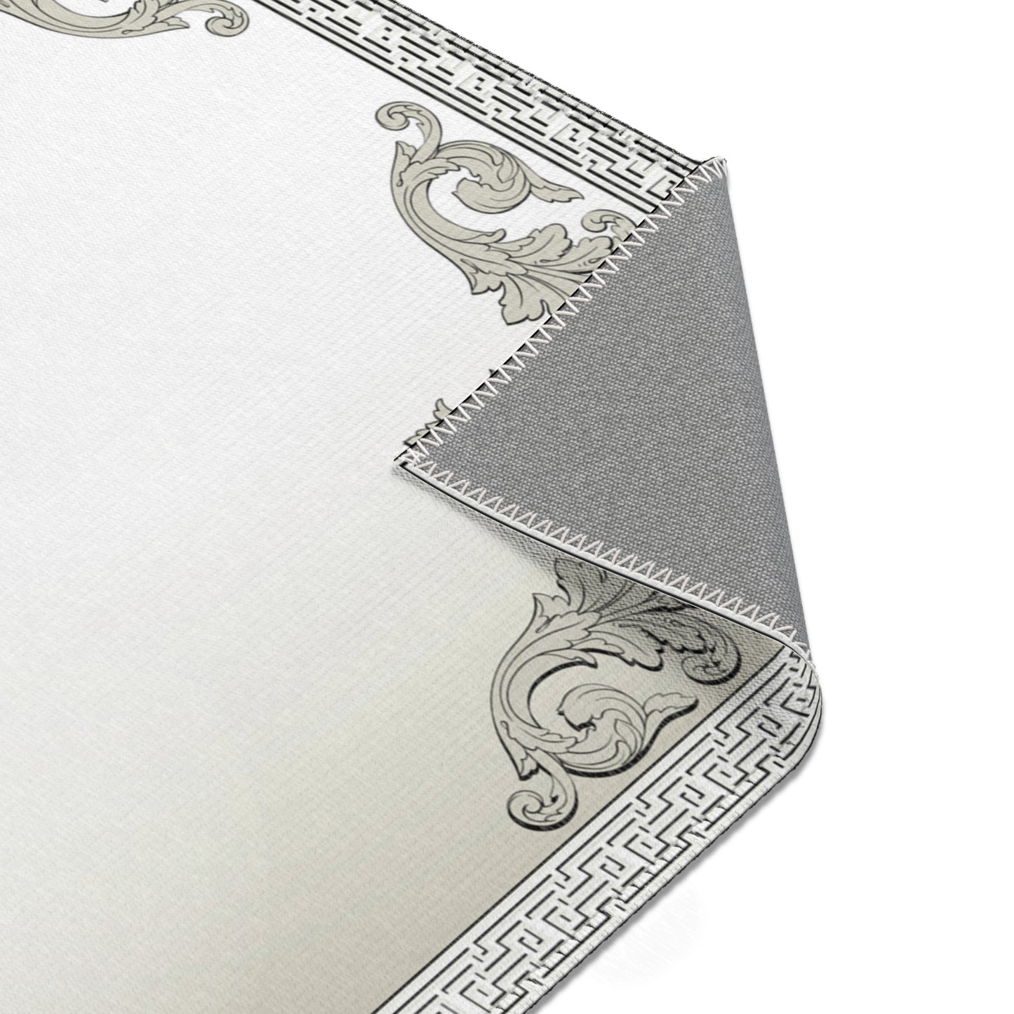 Greek Keys Ornate Khaki Black Trim Area Rugs