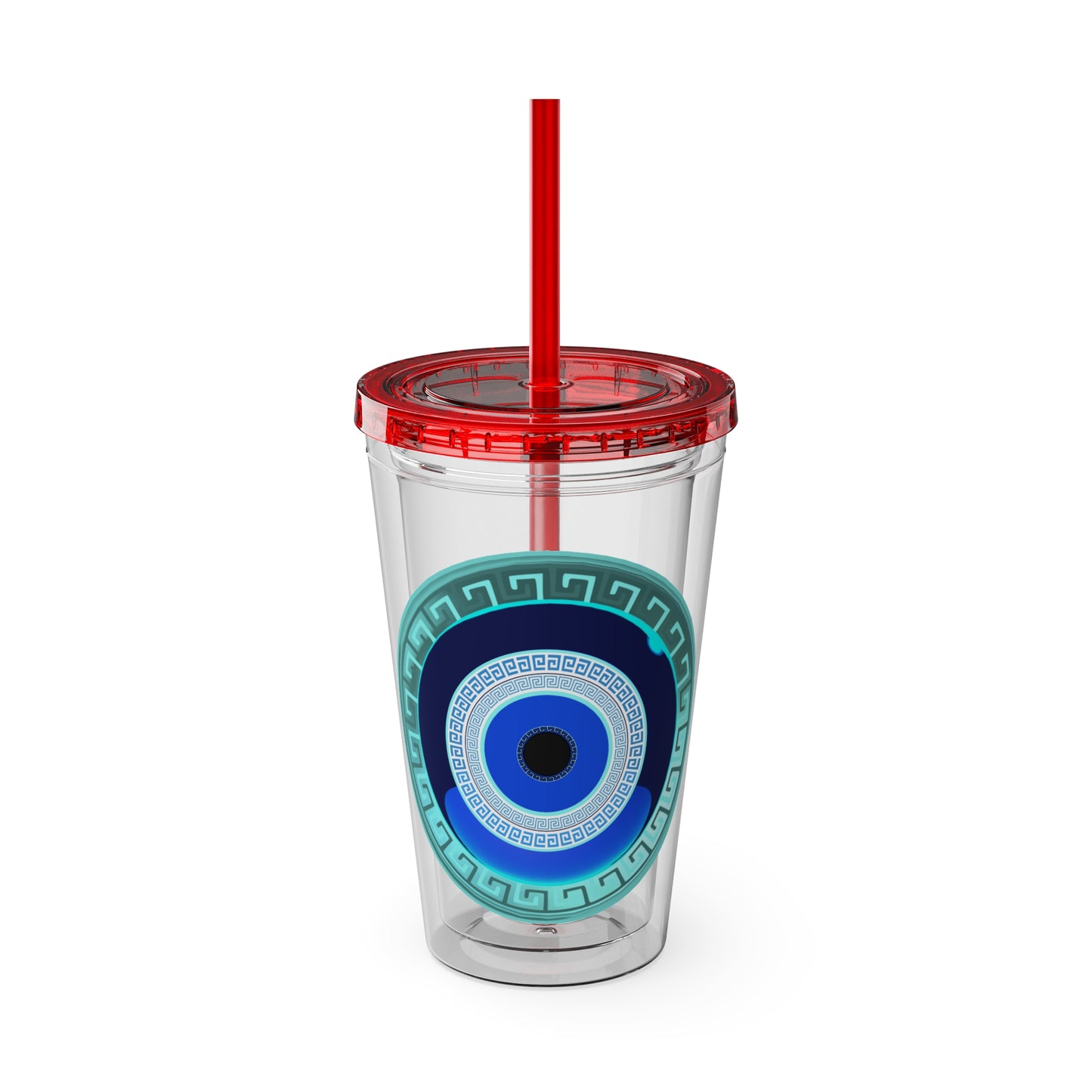 Mati Evil Eye Sunsplash Tumbler with Straw, 16oz