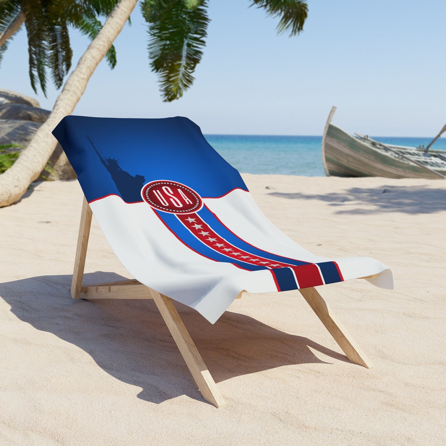 USA Blue Red White Beach Towel