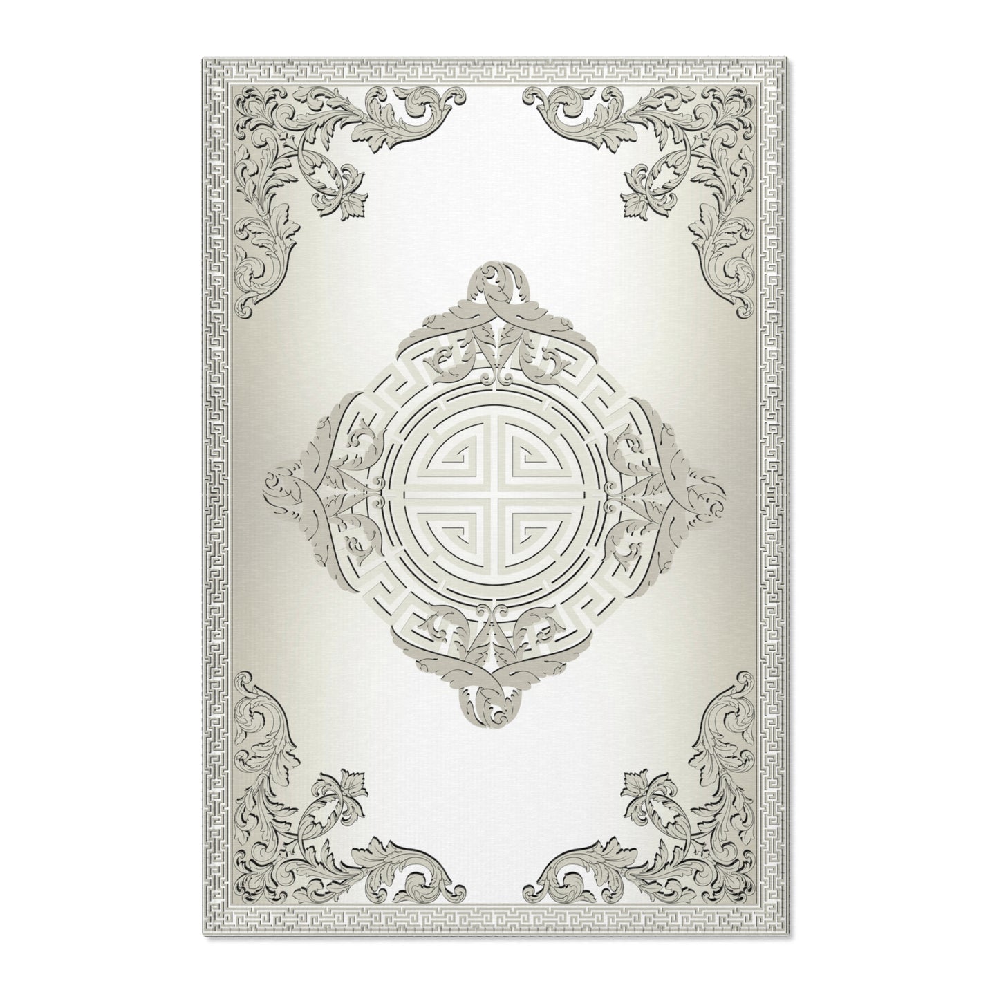 Greek Keys Ornate Khaki Black Trim Area Rugs