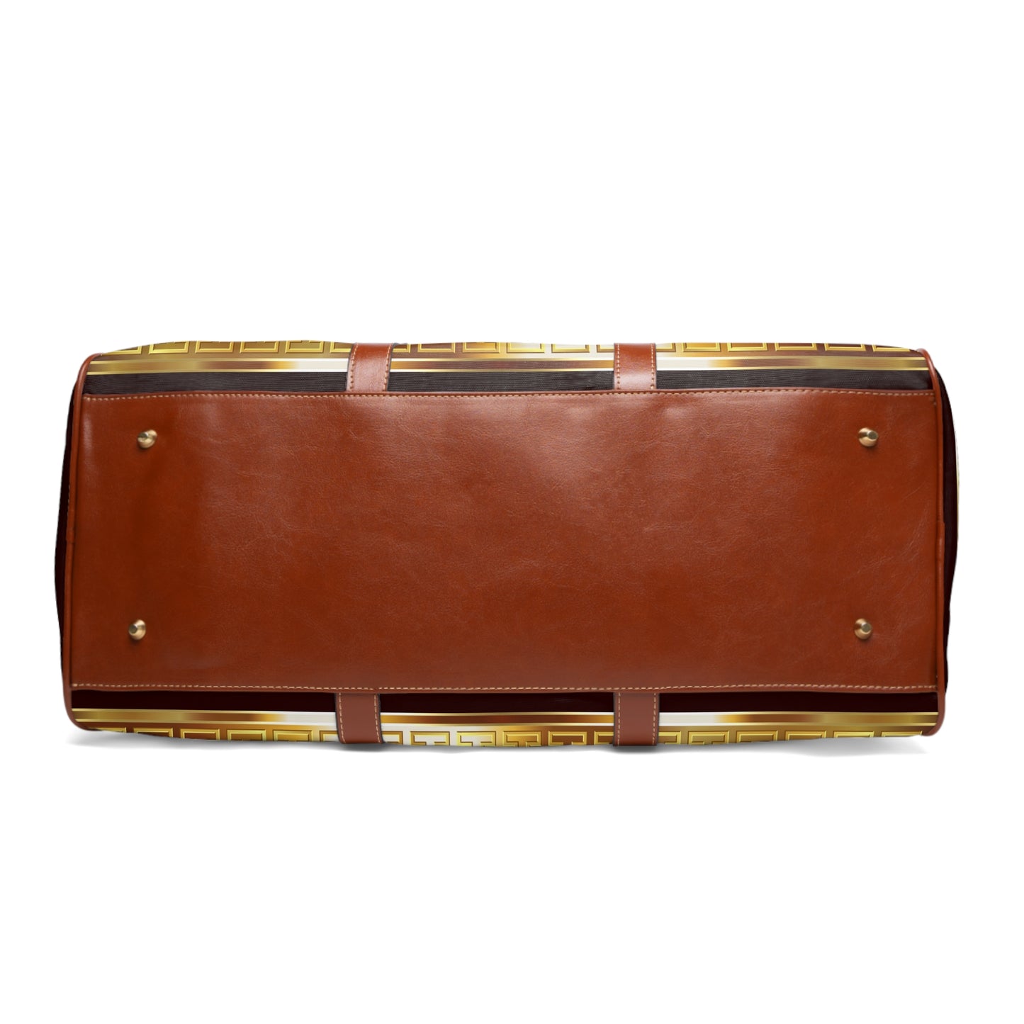 Gold Greek Keys Maroon Waterproof Travel Bag