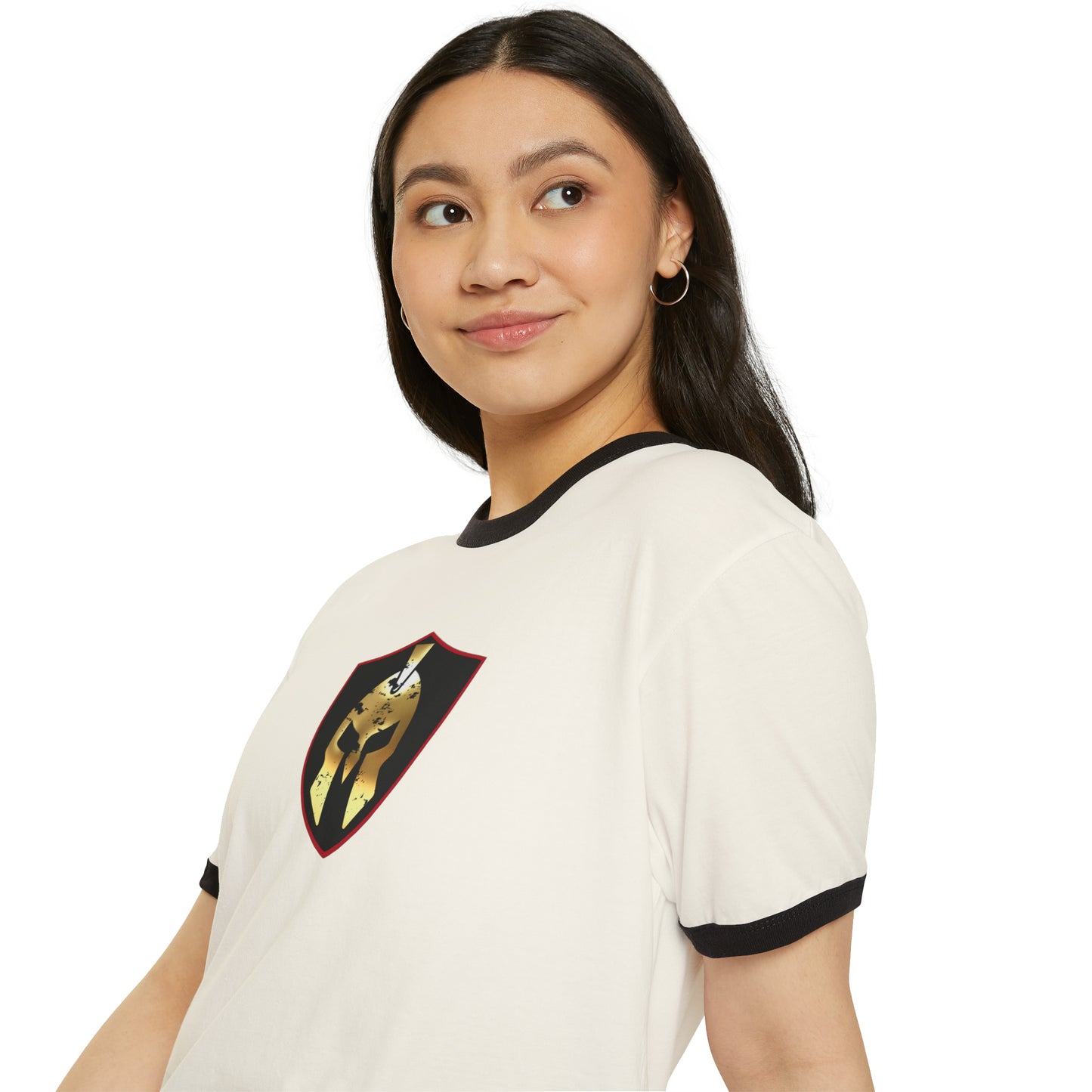 Spartan Helmet Gold Unisex Cotton Ringer T-Shirt