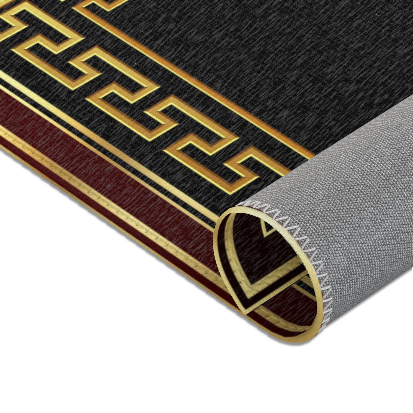 Gold Maroon Greek Key Area Rugs