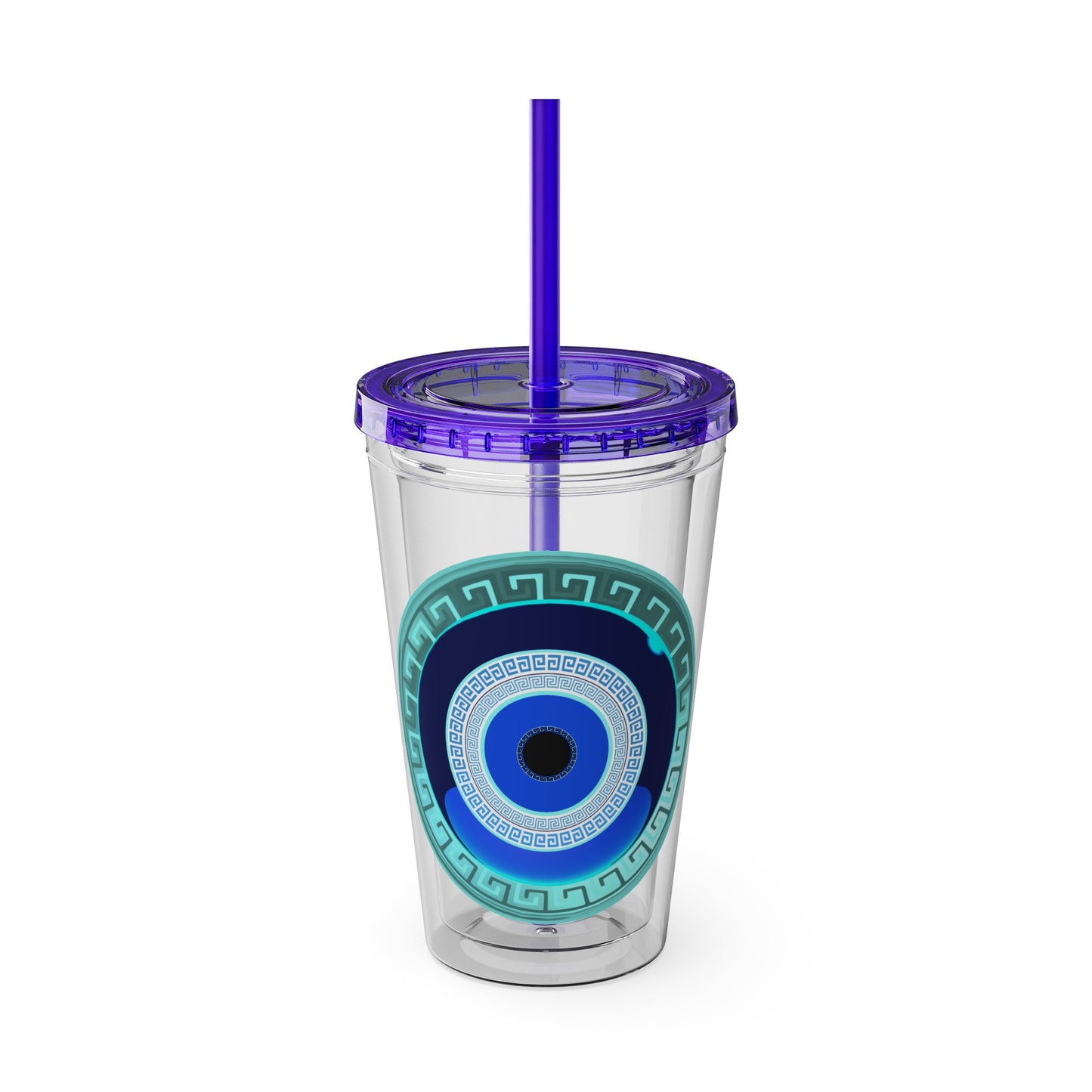 Mati Evil Eye Sunsplash Tumbler with Straw, 16oz