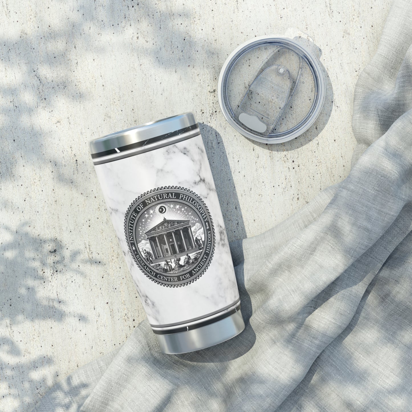 Institute Natural Philosophy Greek Key White Marbleized Vagabond 20oz Tumbler