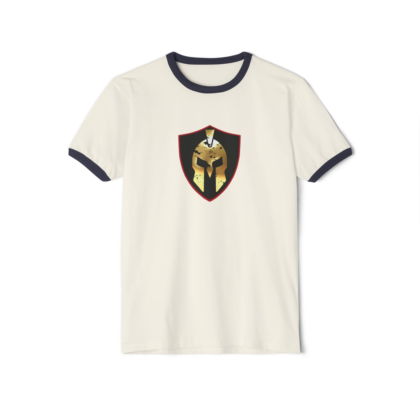 Spartan Helmet Gold Unisex Cotton Ringer T-Shirt