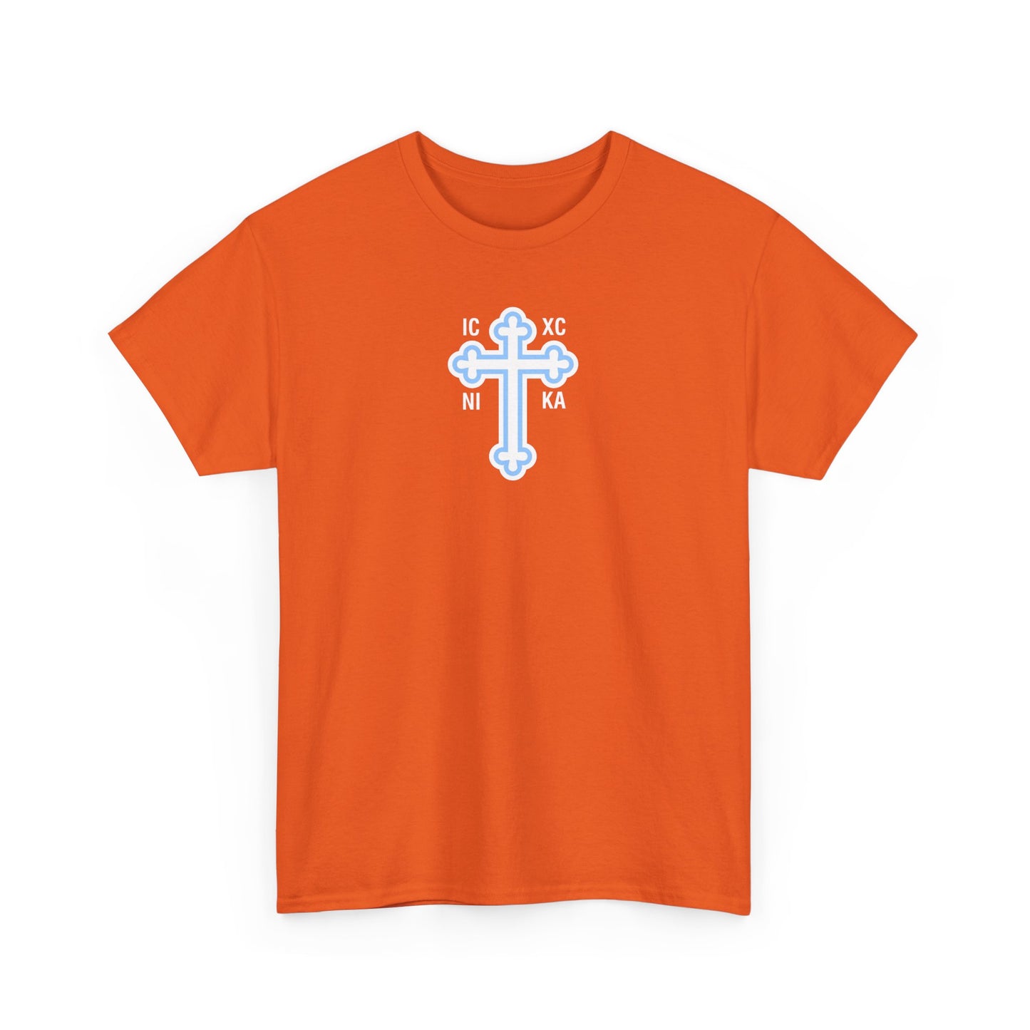 Greek Orthodox Cross White Blue GOYA Unisex Heavy Cotton Tee