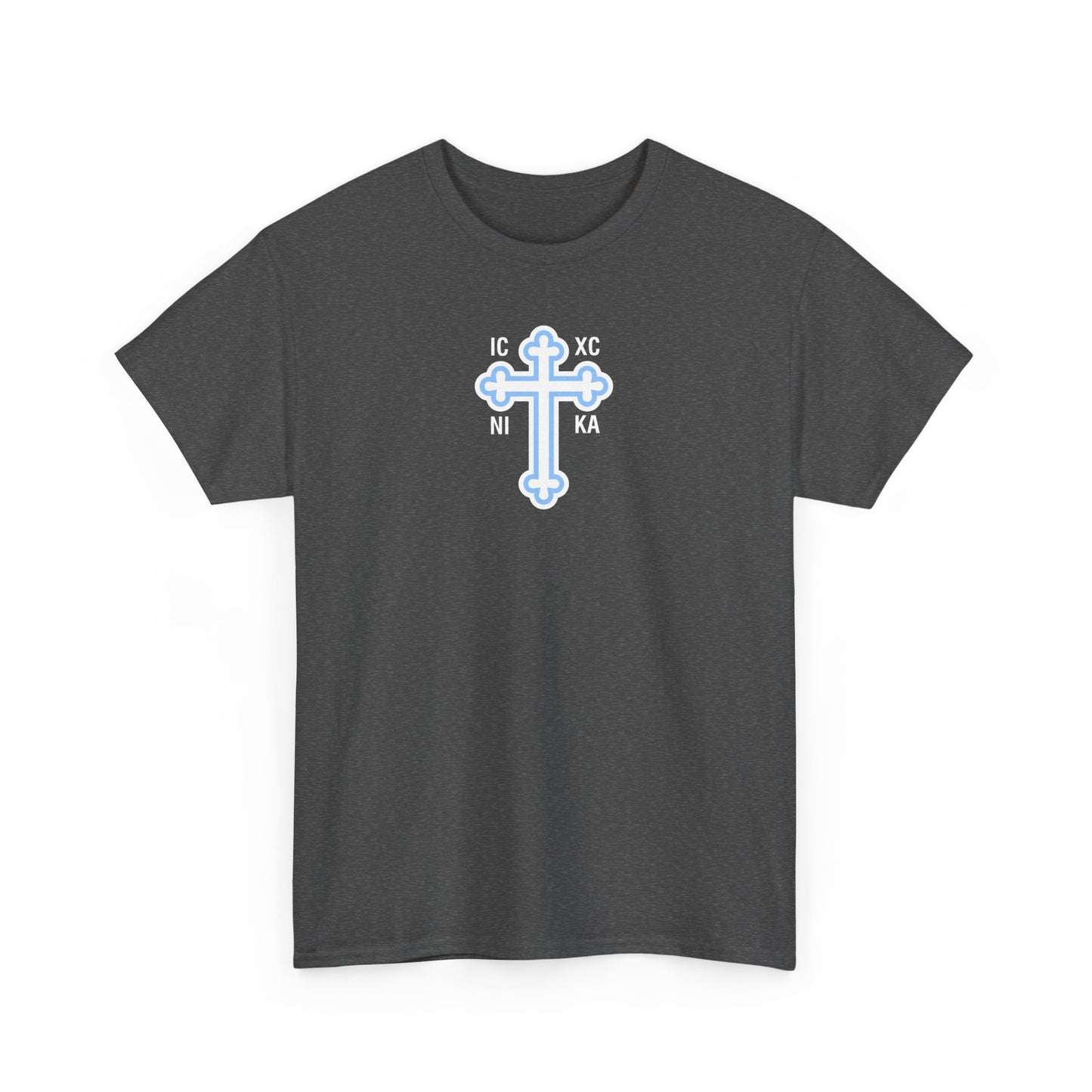 Greek Orthodox Cross White Blue GOYA Unisex Heavy Cotton Tee