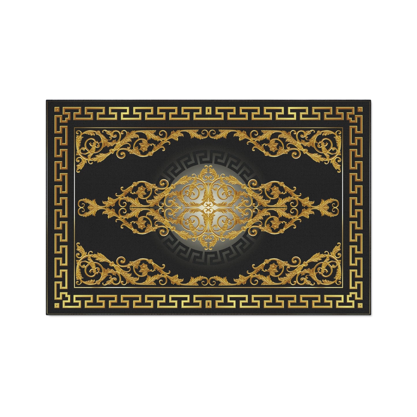 Greek Key Black Gold Baroque Heavy Duty Floor Mat