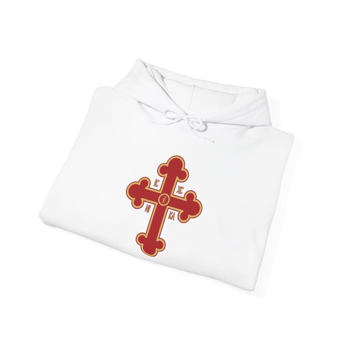 Greek Orthodox Cross Red Gold GOYA Unisex Heavy Blend™ Hooded Sweatshirt