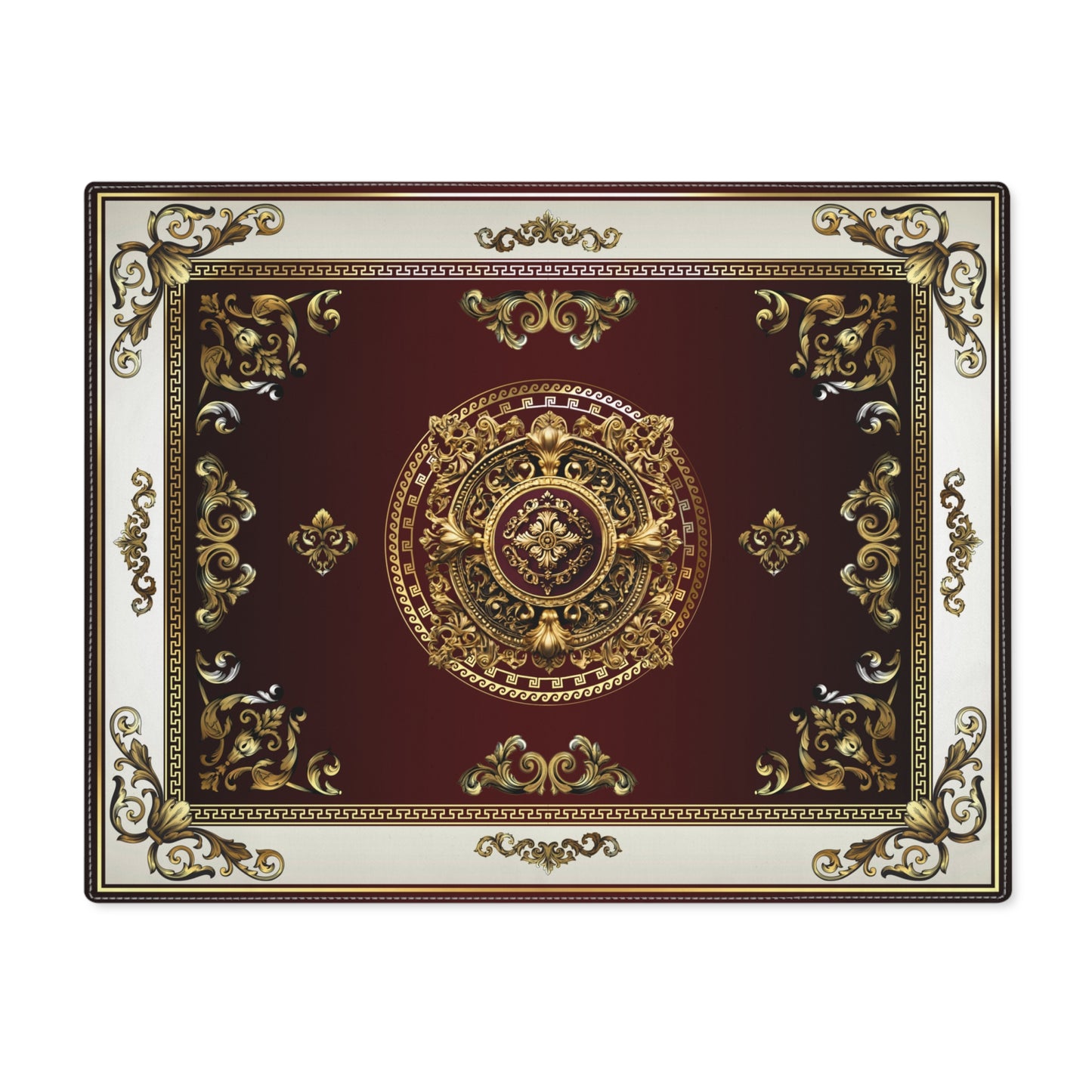 Greek Key Gold Maroon Cream Ornate Baroque Placemat