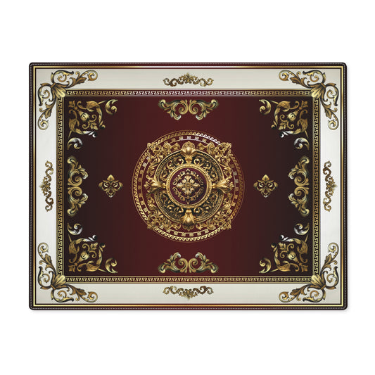Greek Key Gold Maroon Cream Ornate Baroque Placemat
