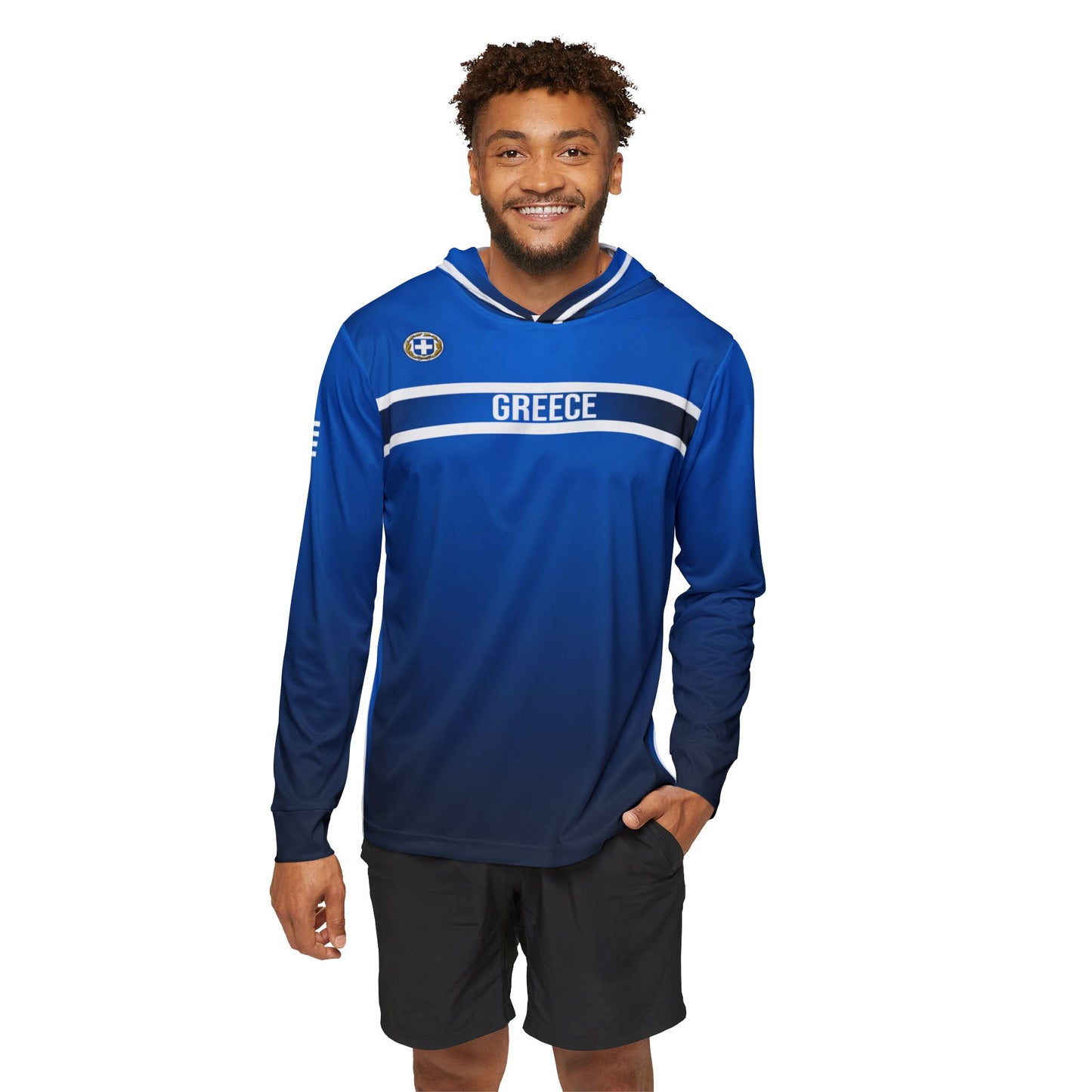 Greece Blue Sports Warmup Hoodie