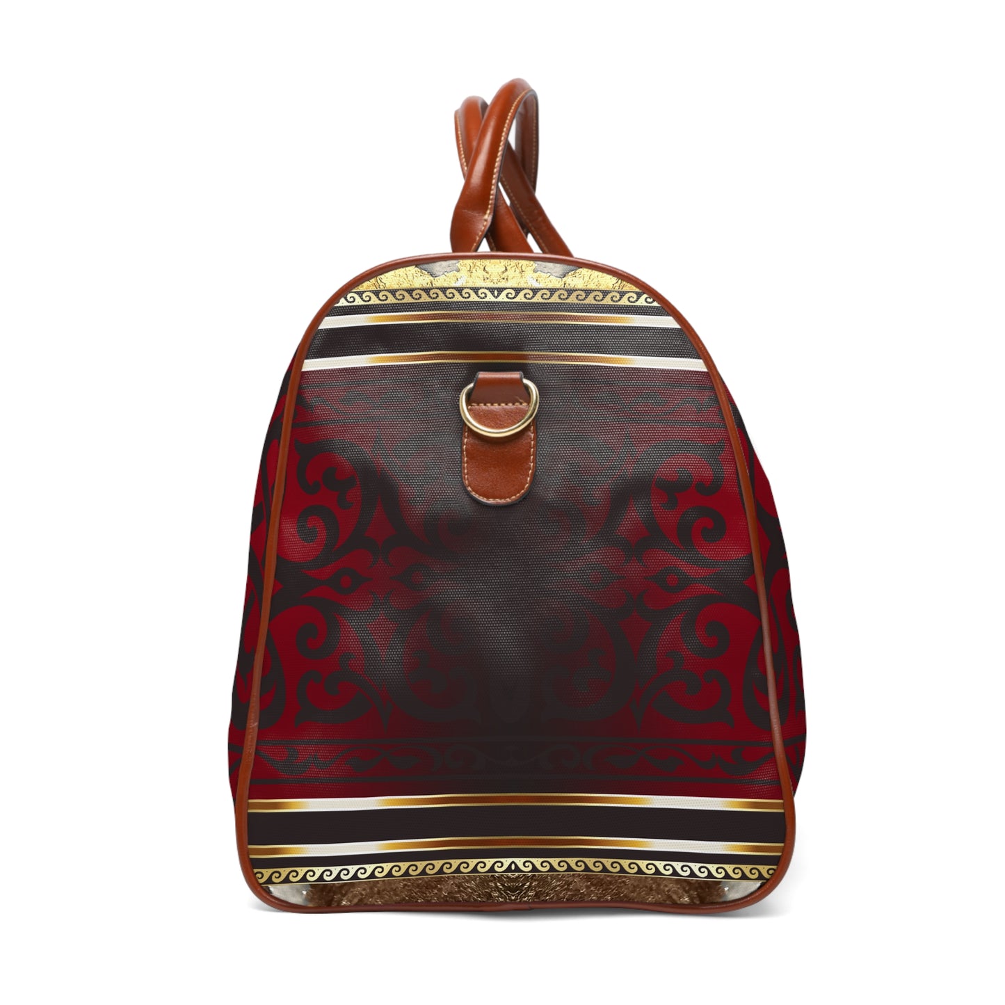 Maroon Black Red Gold Greek Key Waterproof Travel Bag