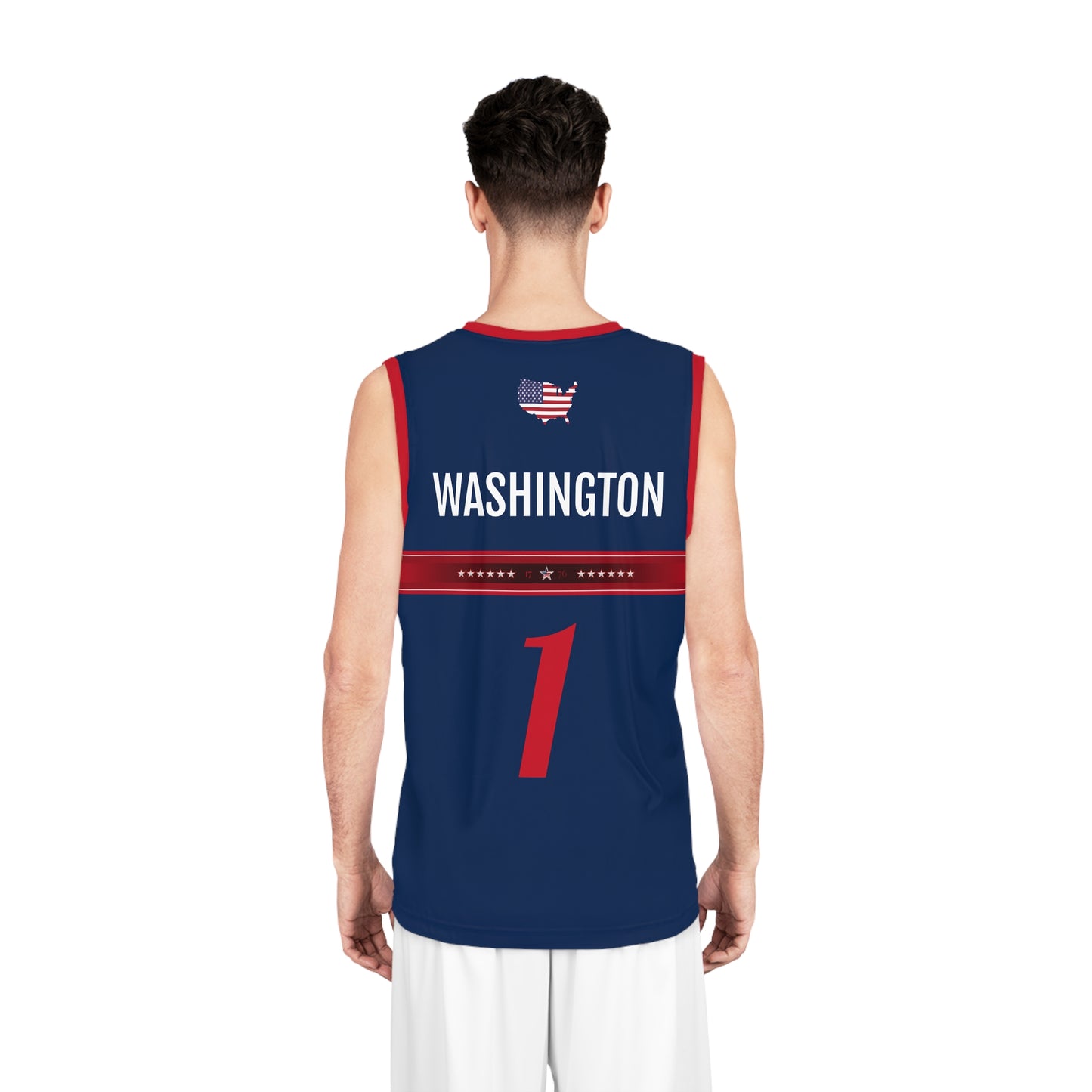 USA Navy Blue Red White Washington Basketball Jersey