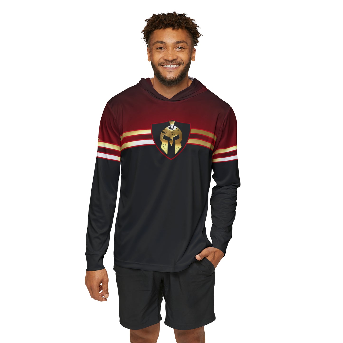 Spartan Helmet Red Gold Black Men's Sports Warmup Hoodie