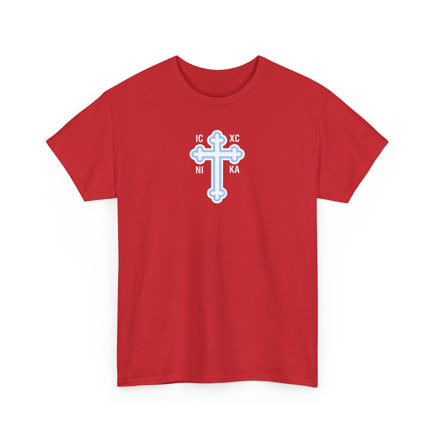 Greek Orthodox Cross White Blue GOYA Unisex Heavy Cotton Tee