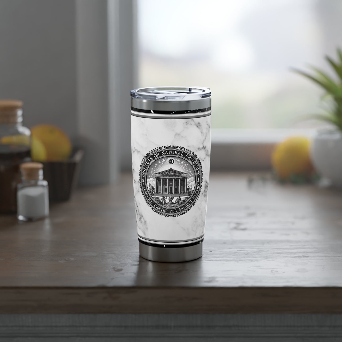 Institute Natural Philosophy Greek Key White Marbleized Vagabond 20oz Tumbler