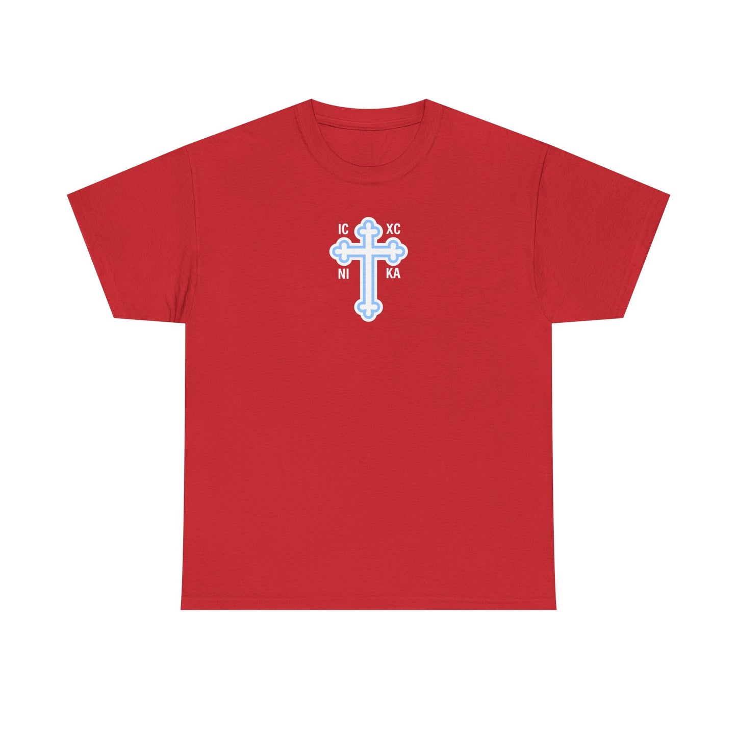 Greek Orthodox Cross White Blue GOYA Unisex Heavy Cotton Tee