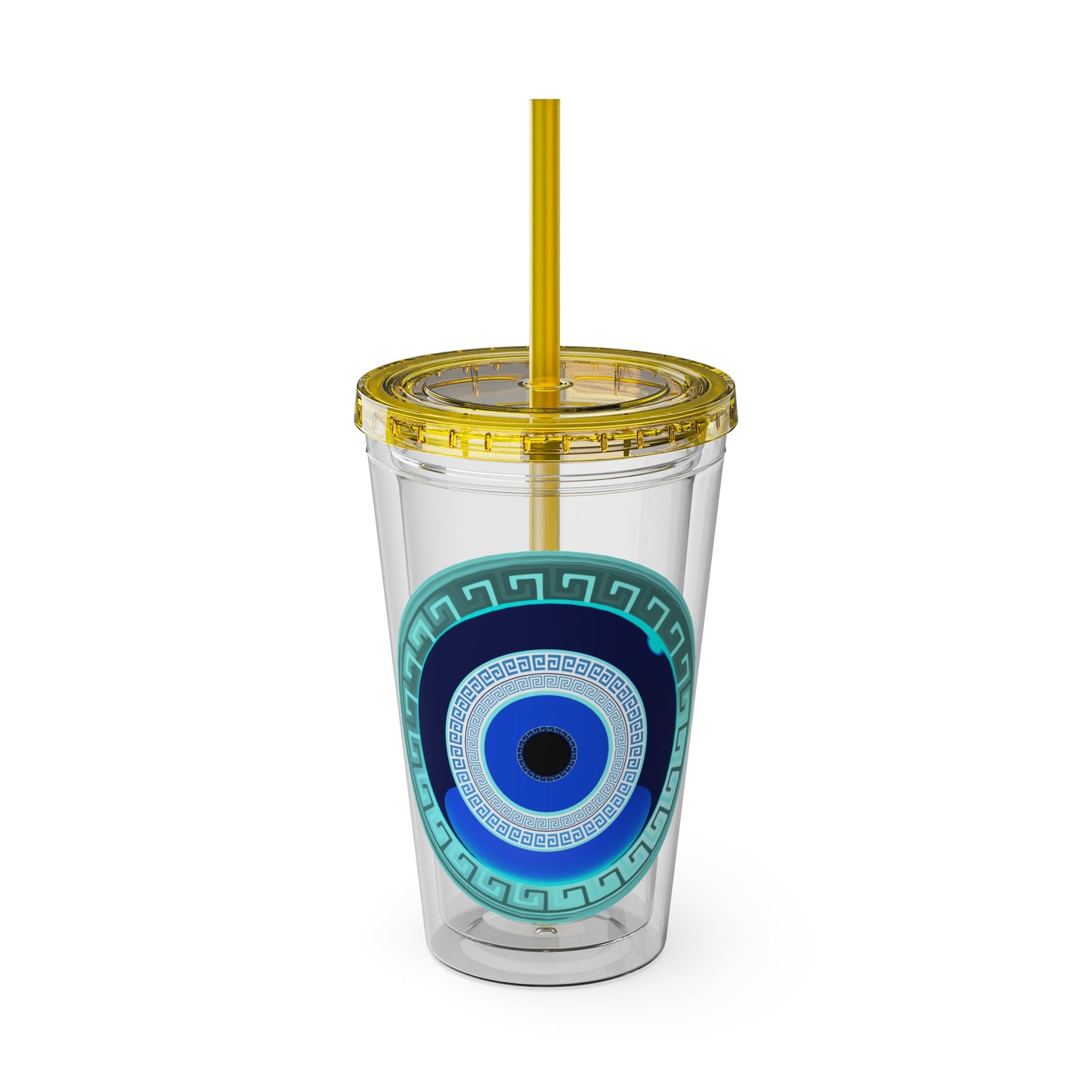 Mati Evil Eye Sunsplash Tumbler with Straw, 16oz