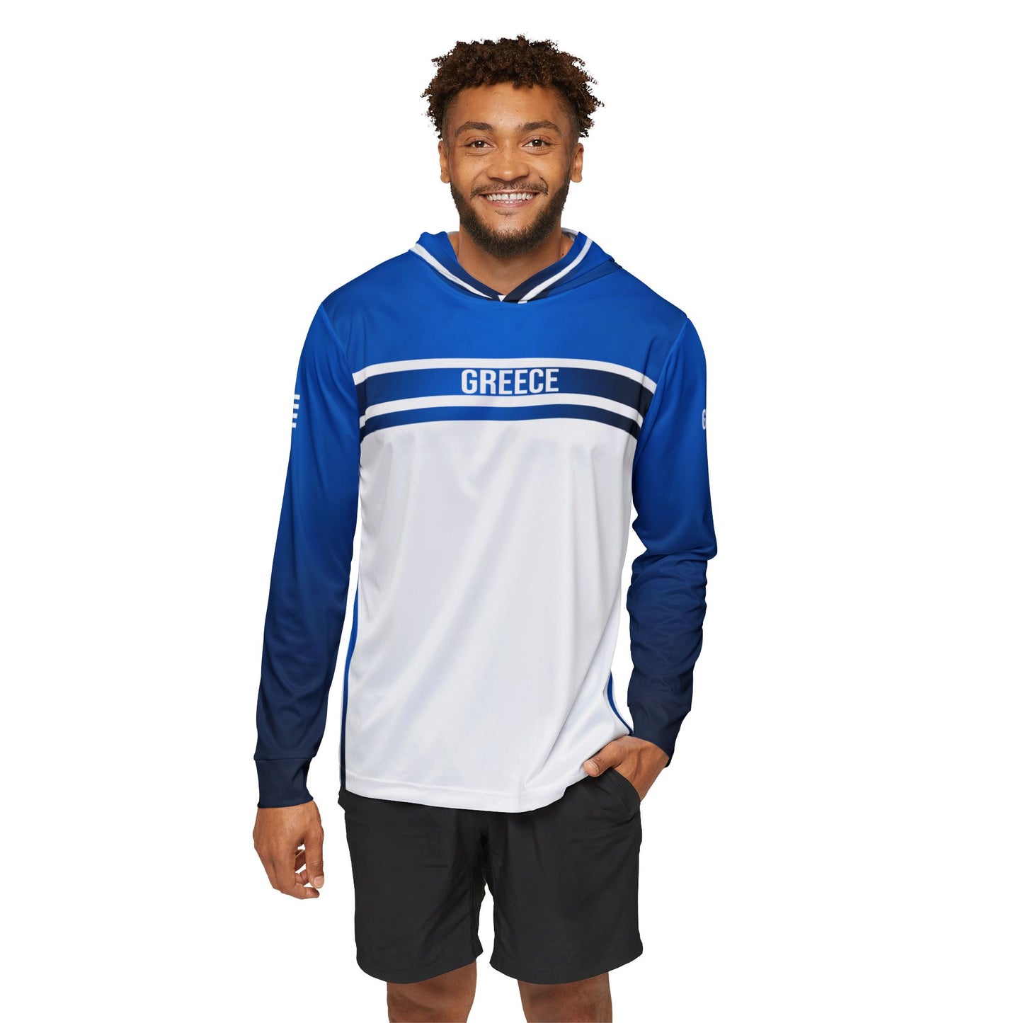 Greece Blue White Sports Warmup Hoodie