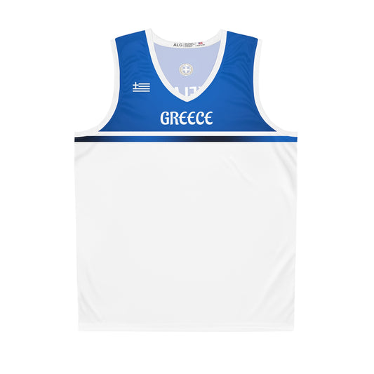 Greece White Blue Basketball Jersey
