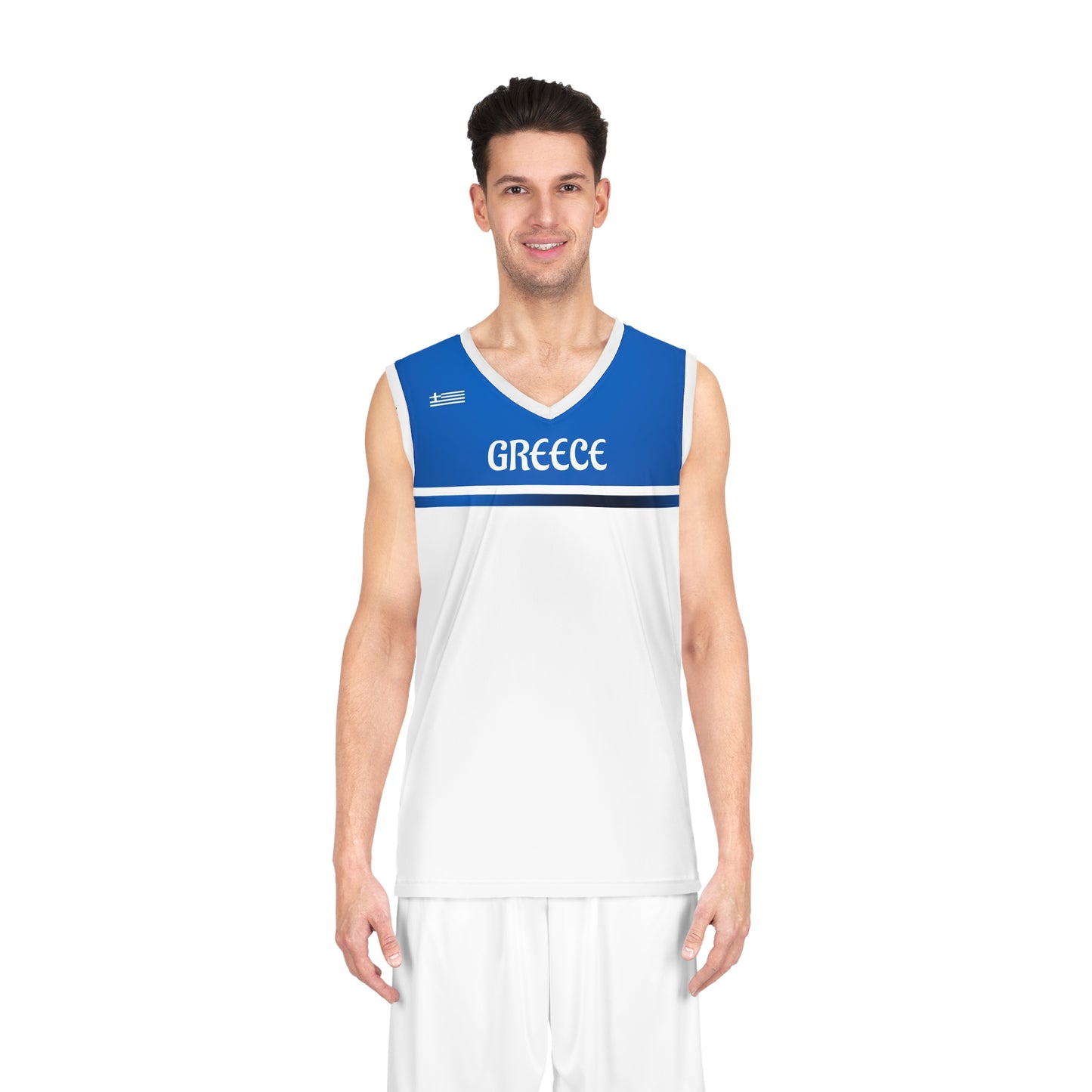 Greece White Blue Basketball Jersey