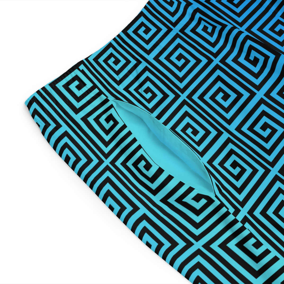 Aqua Greek Key Men's Board Shorts Yanni Collection