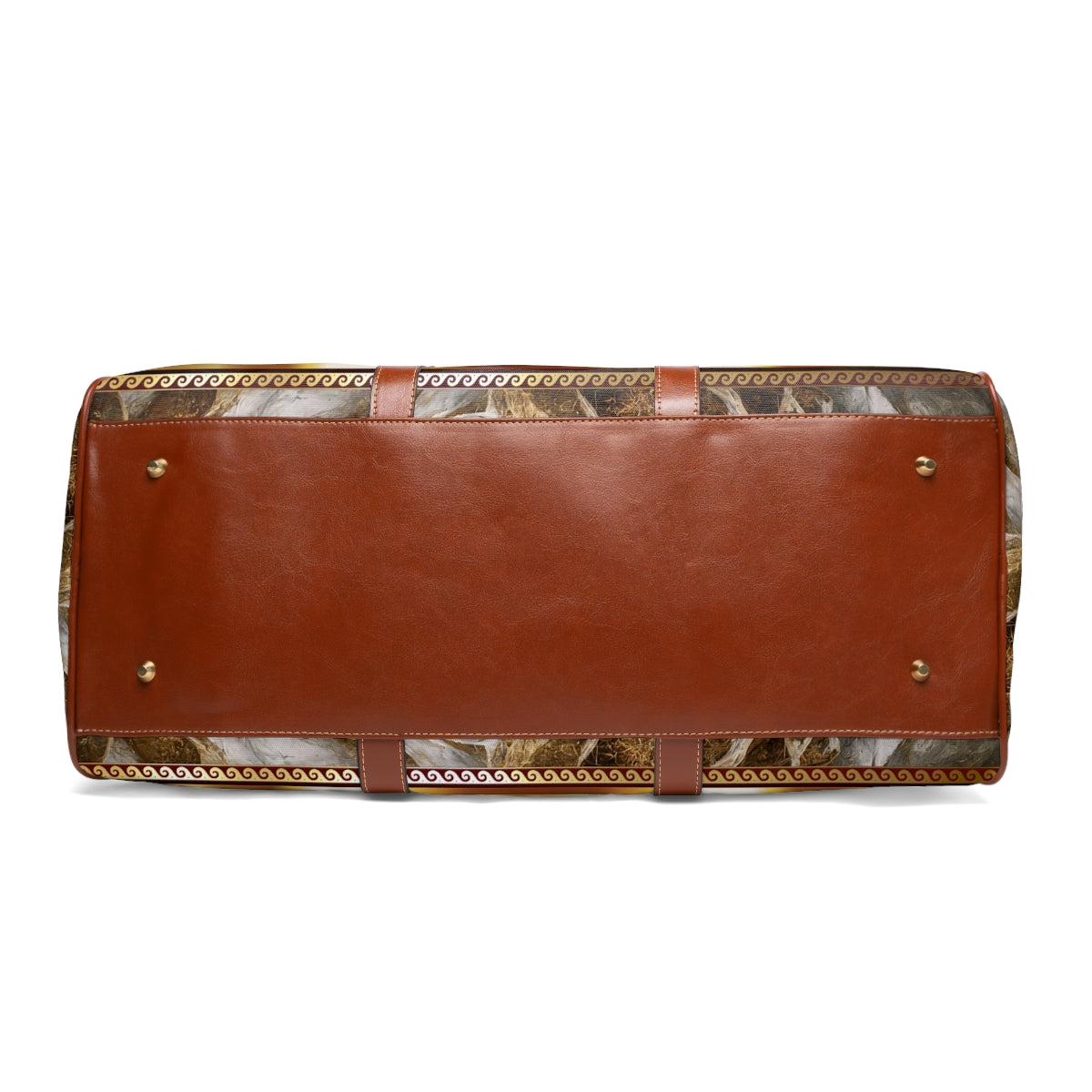 Greek Key Gold Maroon Stone Pattern Waterproof Travel Bag
